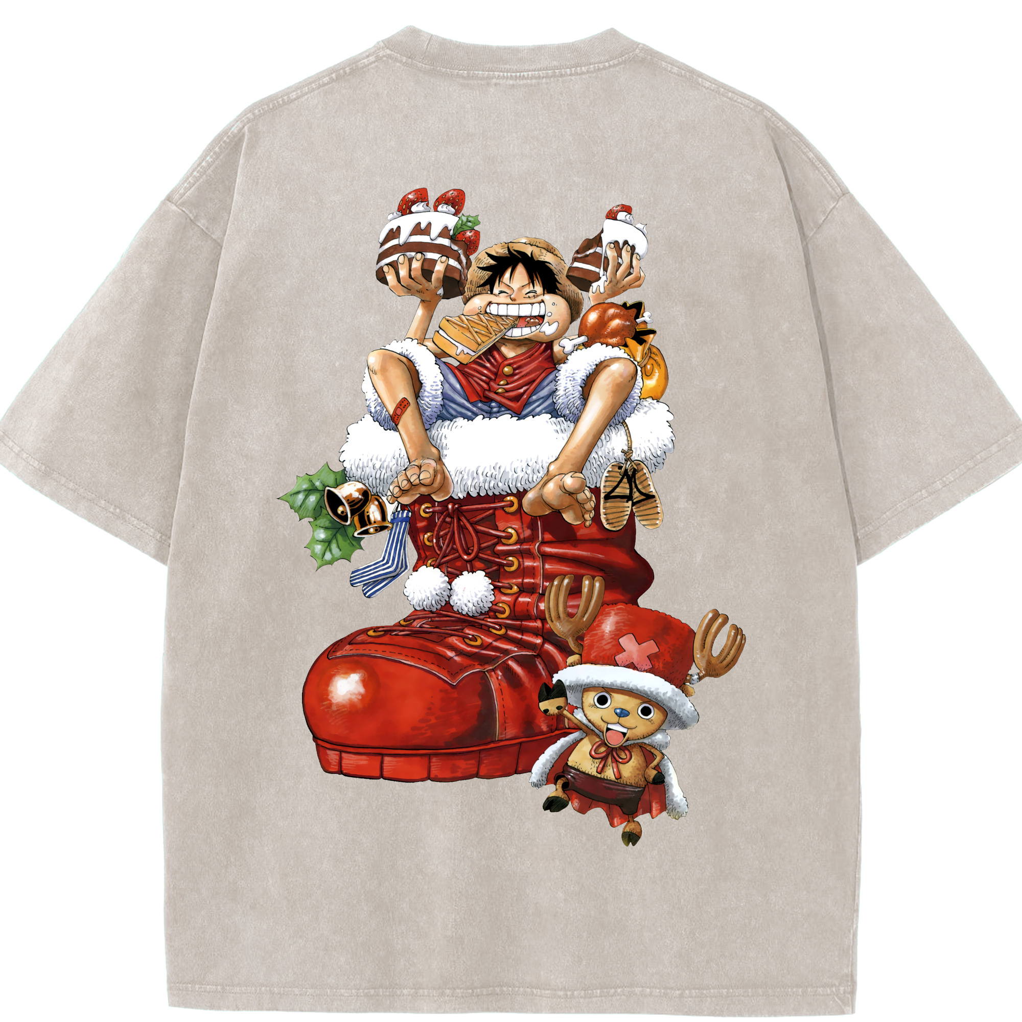 ワンピース モンキー・D・ルフィ ONE PIECE Monkey D. Luffy 綿100% ヴィンテージ風 半袖Tシャツ（背面プリント）