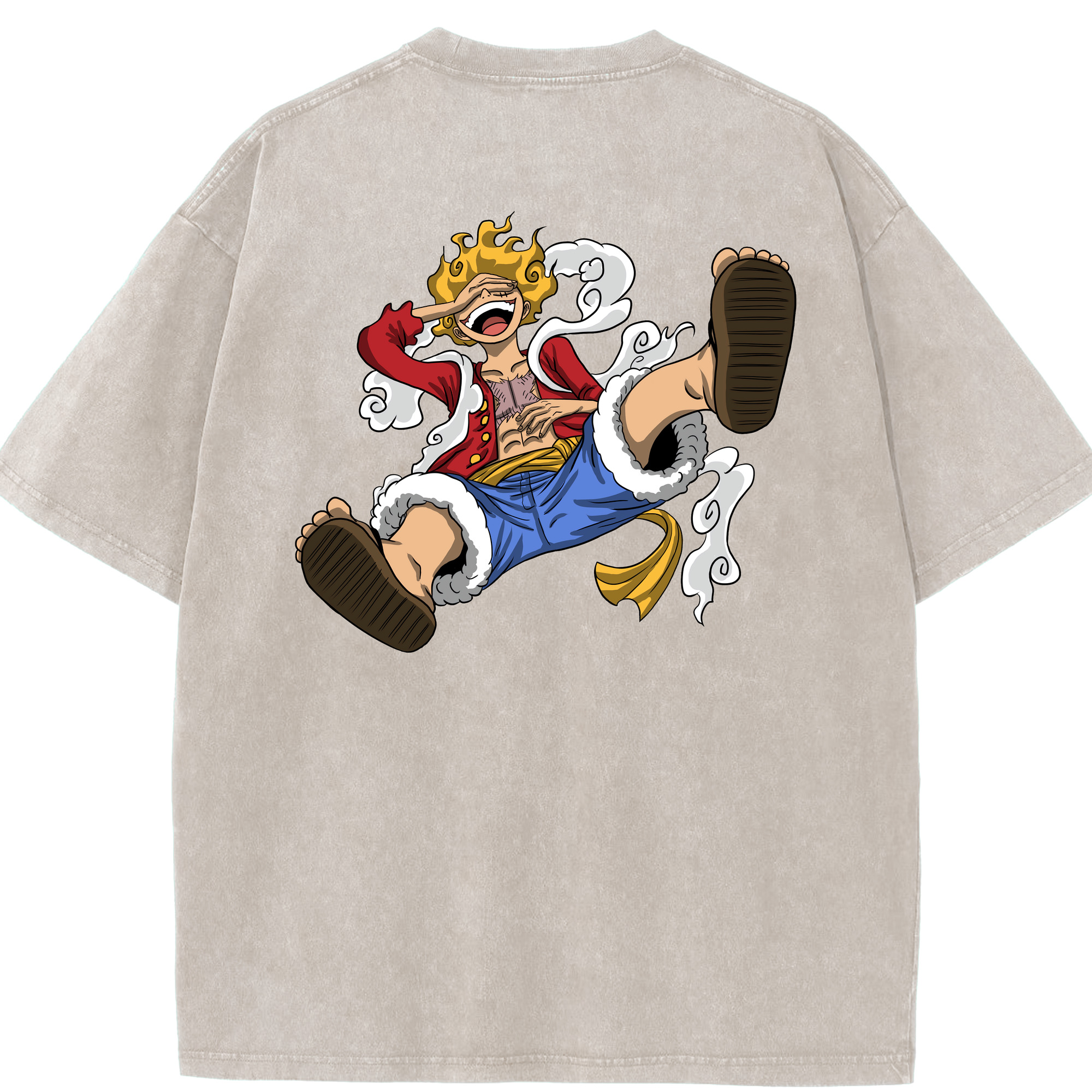 ワンピース モンキー・D・ルフィ ONE PIECE Monkey D. Luffy 綿100% ヴィンテージ風 半袖Tシャツ（背面プリント）