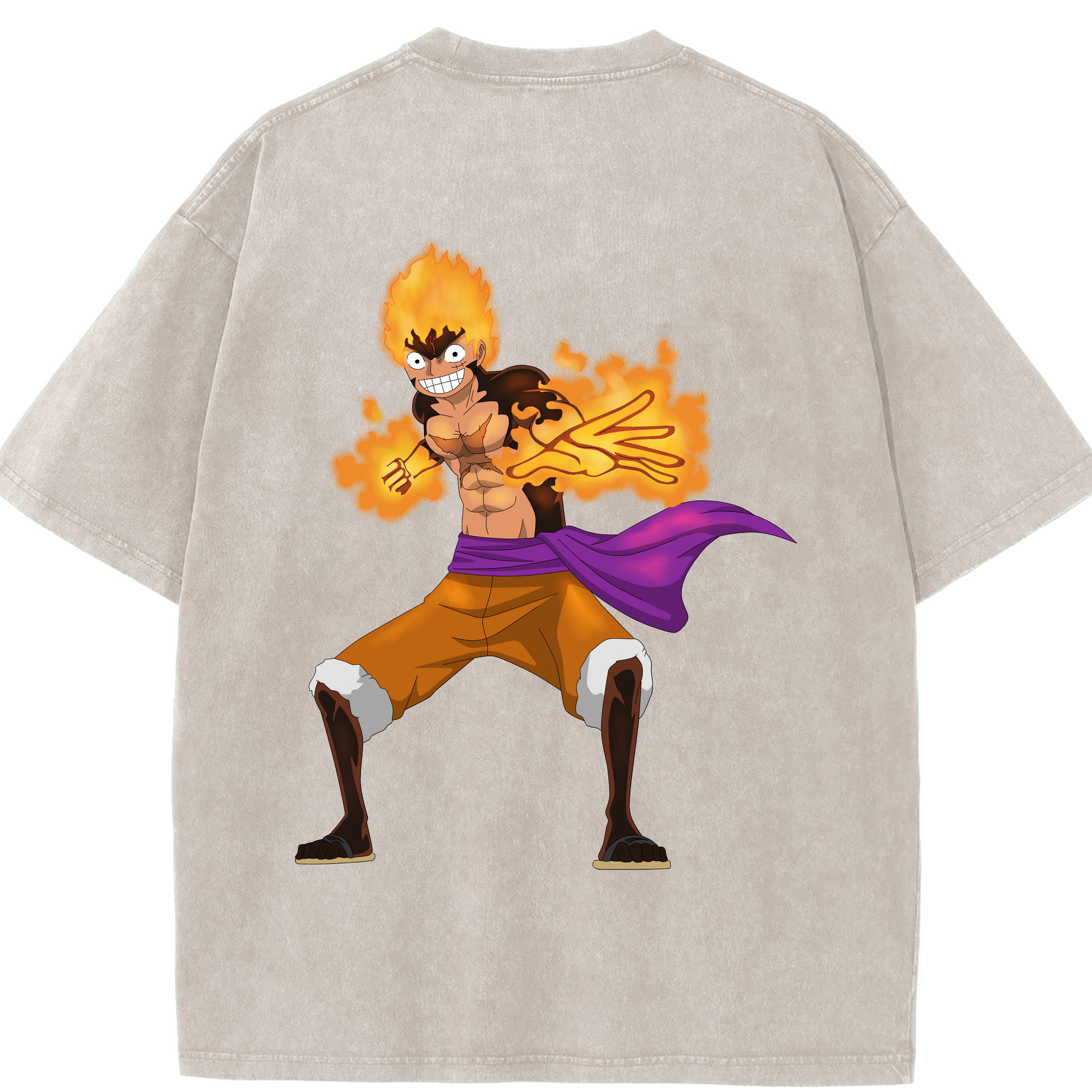 ワンピース モンキー・D・ルフィ ONE PIECE Monkey D. Luffy 綿100% ヴィンテージ風 半袖Tシャツ（背面プリント）