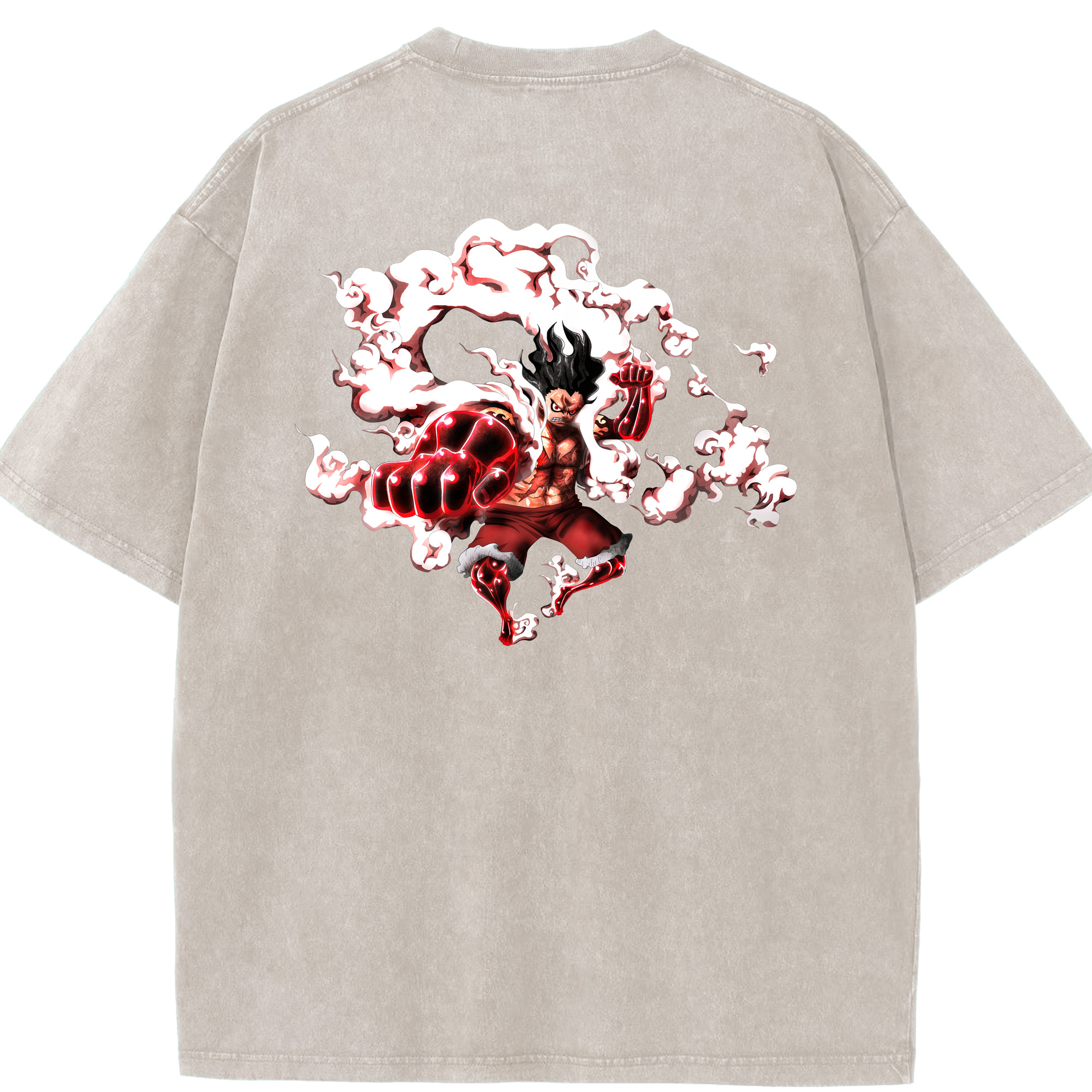 ワンピース モンキー・D・ルフィ ONE PIECE Monkey D. Luffy 綿100% ヴィンテージ風 半袖Tシャツ（背面プリント）