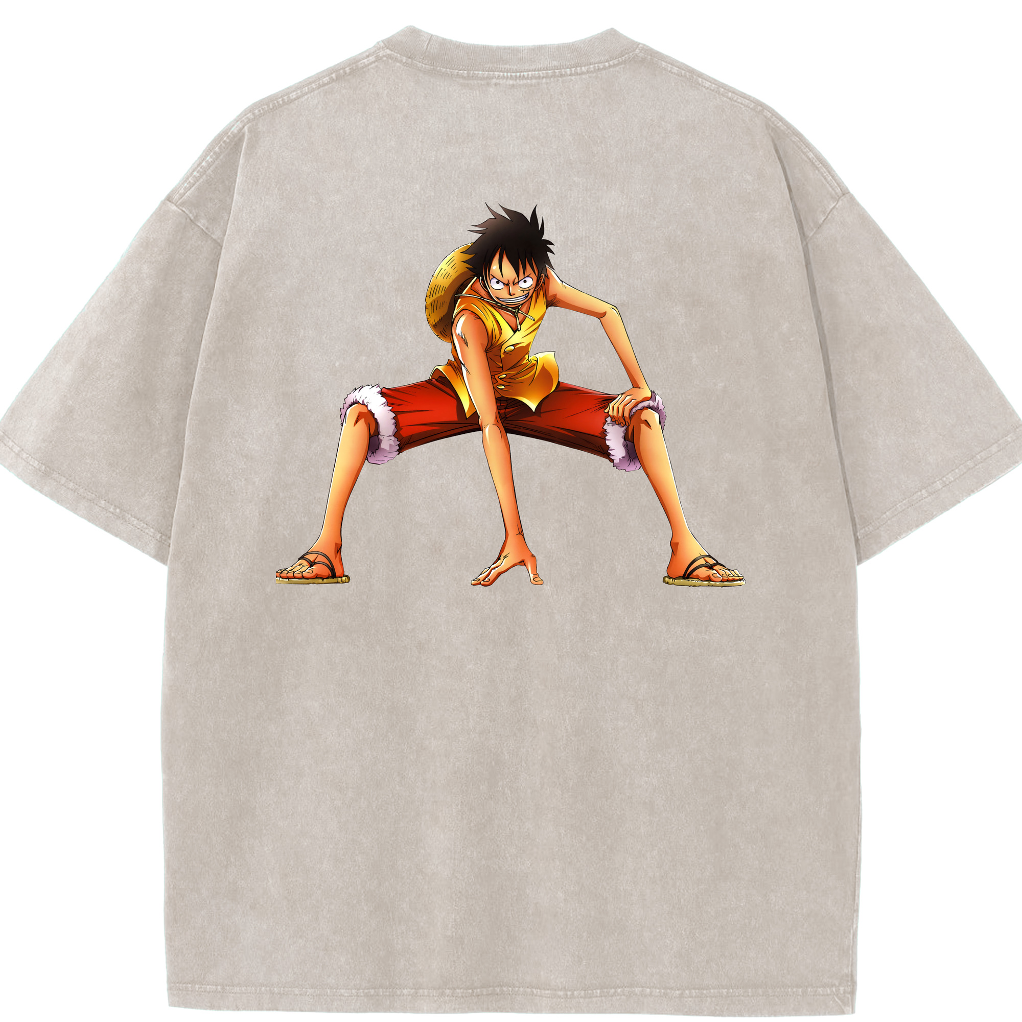 ワンピース モンキー・D・ルフィ ONE PIECE Monkey D. Luffy 綿100% ヴィンテージ風 半袖Tシャツ（背面プリント）