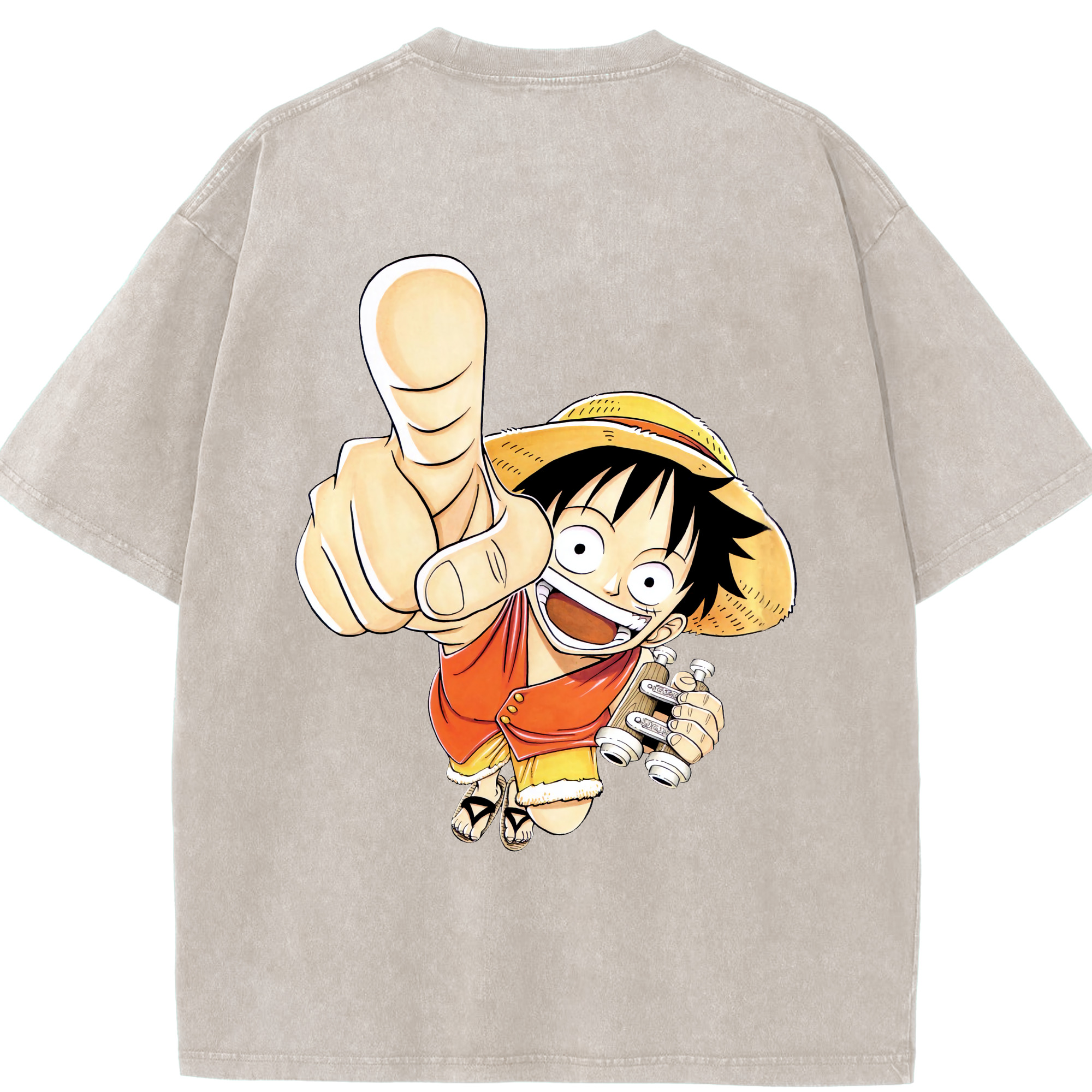 ワンピース モンキー・D・ルフィ ONE PIECE Monkey D. Luffy 綿100% ヴィンテージ風 半袖Tシャツ（背面プリント）