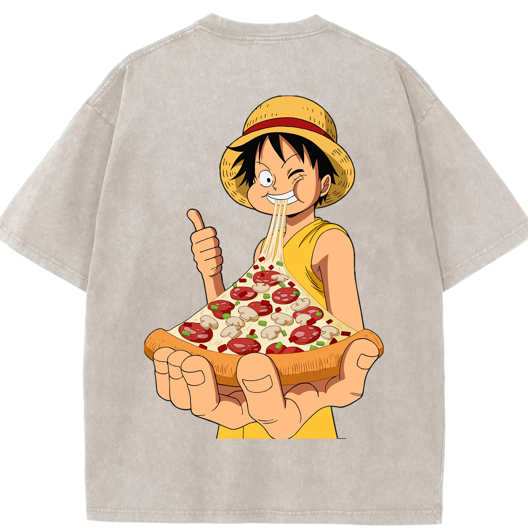 ワンピース モンキー・D・ルフィ ONE PIECE Monkey D. Luffy 綿100% ヴィンテージ風 半袖Tシャツ（背面プリント）