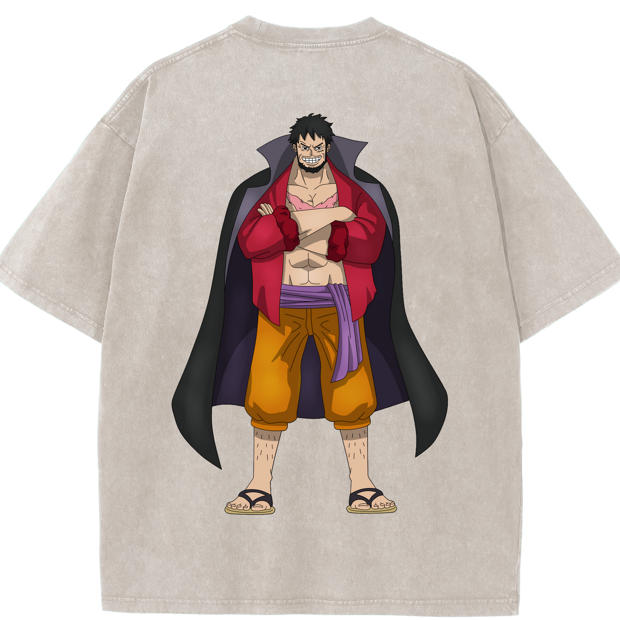 ワンピース モンキー・D・ルフィ ONE PIECE Monkey D. Luffy 綿100% ヴィンテージ風 半袖Tシャツ（背面プリント）