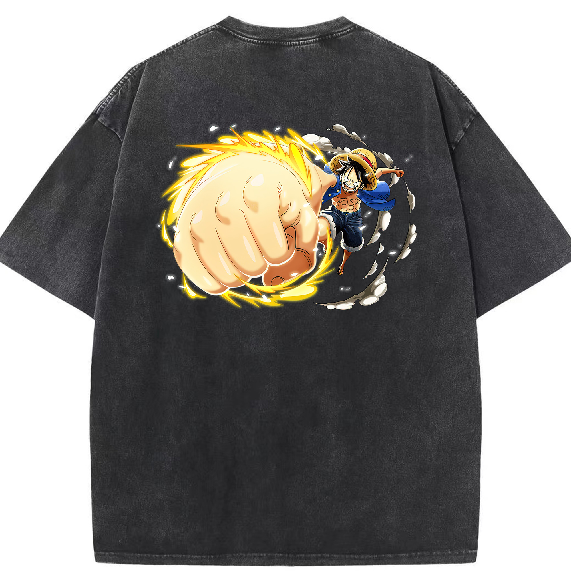 ワンピース モンキー・D・ルフィ ONE PIECE Monkey D. Luffy 綿100% ヴィンテージ風 半袖Tシャツ（背面プリント）