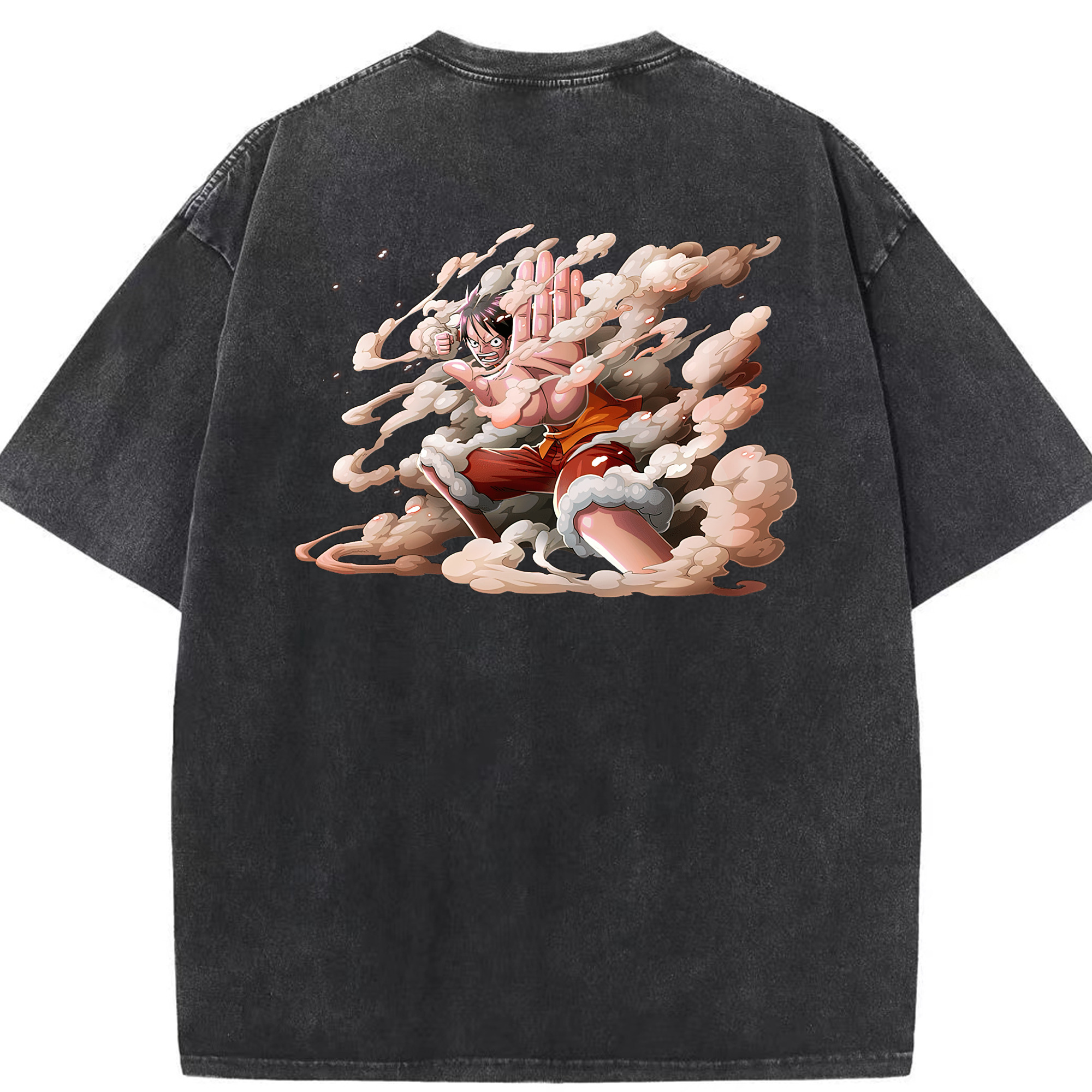 ワンピース モンキー・D・ルフィ ONE PIECE Monkey D. Luffy 綿100% ヴィンテージ風 半袖Tシャツ（背面プリント）
