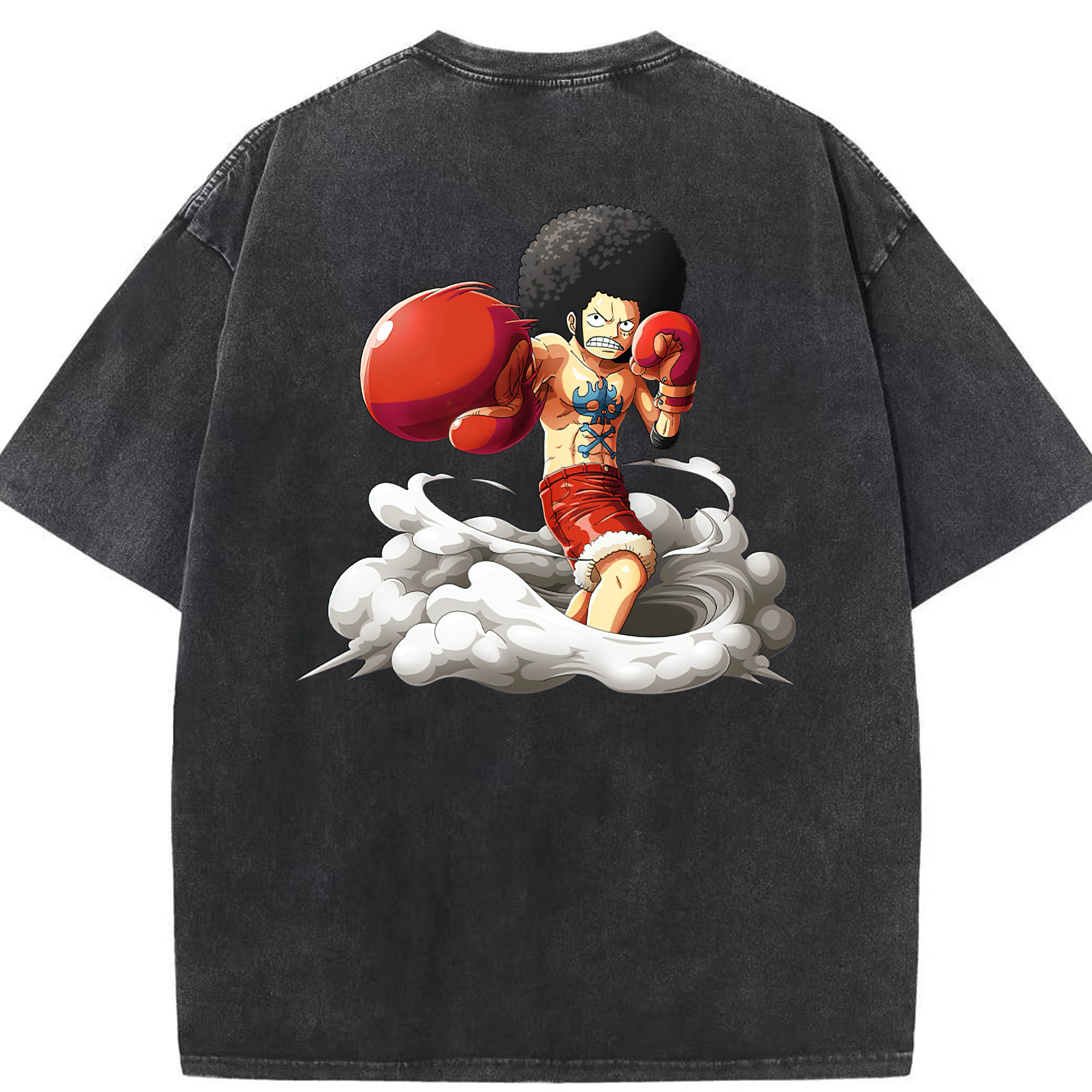 ワンピース モンキー・D・ルフィ ONE PIECE Monkey D. Luffy 綿100% ヴィンテージ風 半袖Tシャツ（背面プリント）