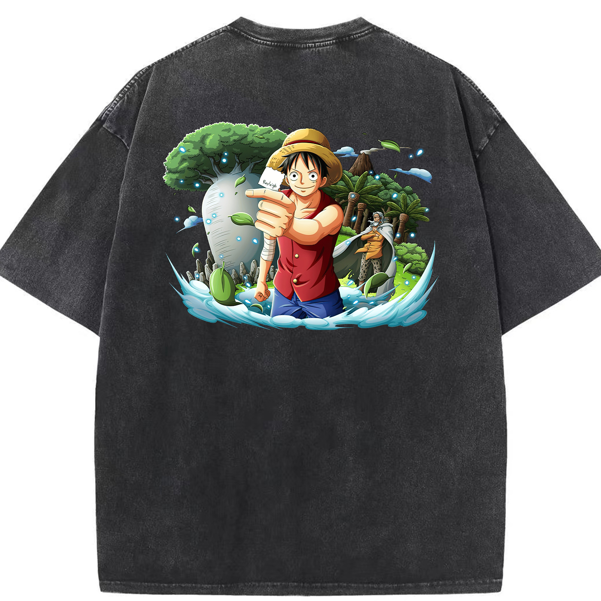 ワンピース モンキー・D・ルフィ ONE PIECE Monkey D. Luffy 綿100% ヴィンテージ風 半袖Tシャツ（背面プリント）