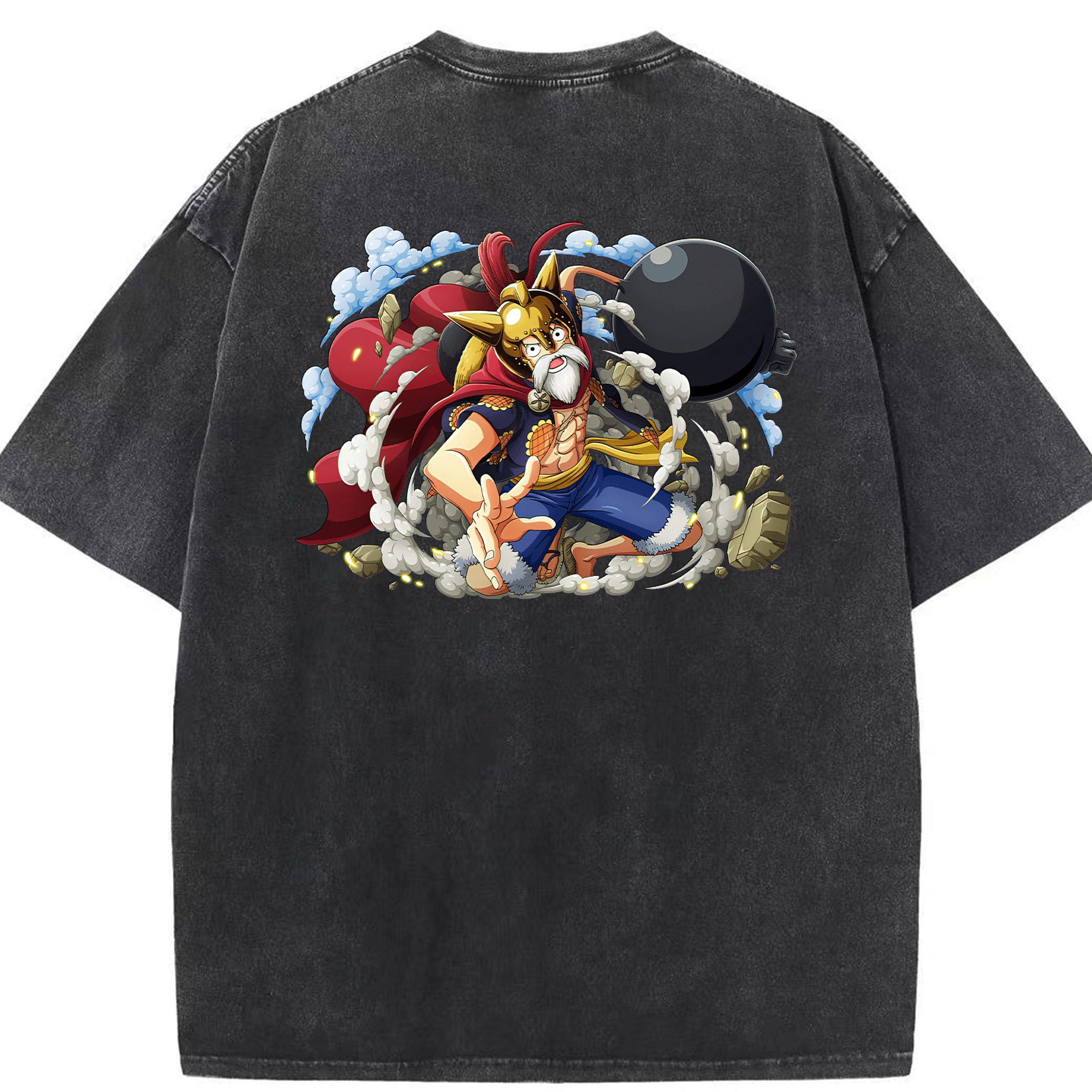 （画像用） ワンピース モンキー・D・ルフィ ONE PIECE Monkey D. Luffy 綿100% ヴィンテージ風 半袖Tシャツ（背面プリント）