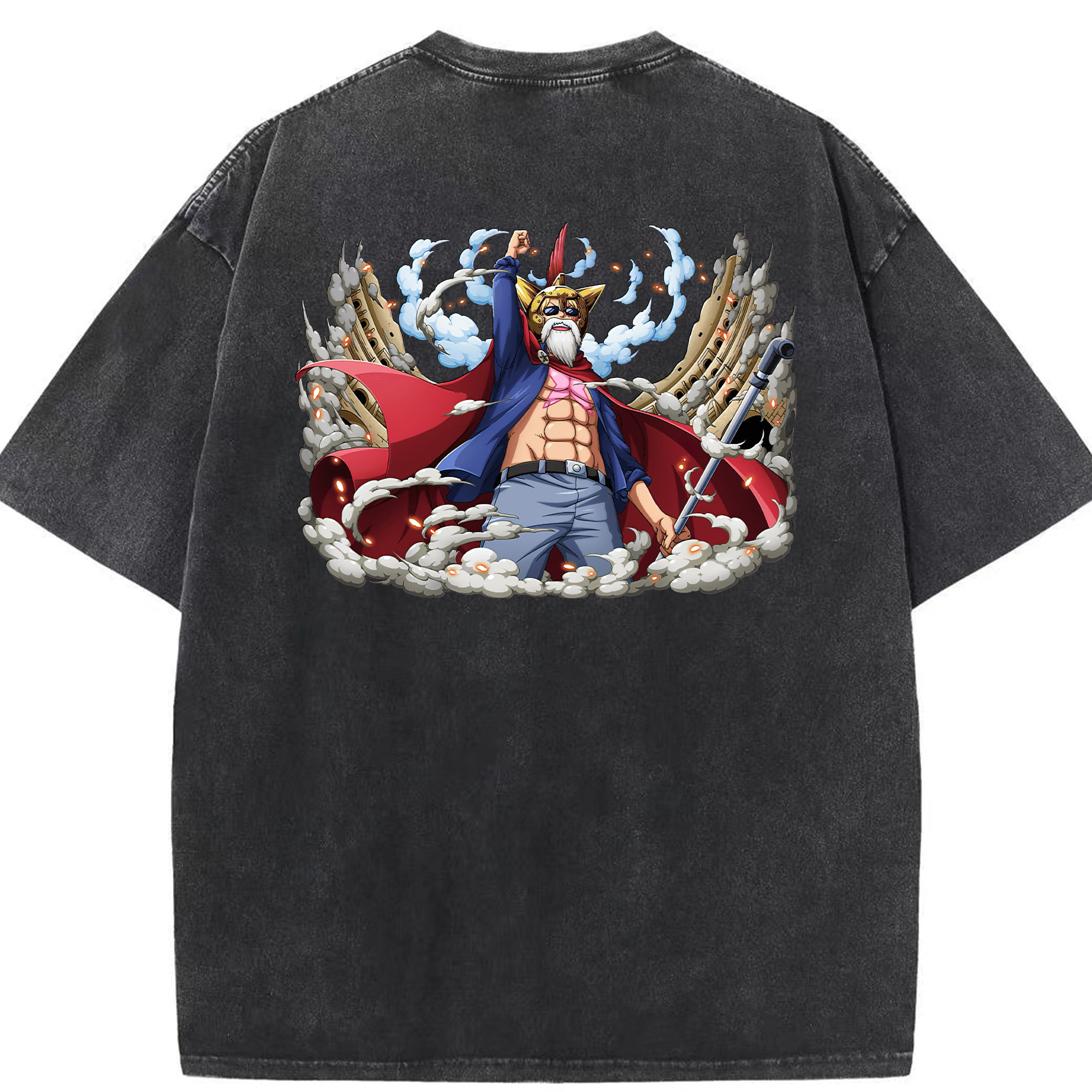ワンピース モンキー・D・ルフィ ONE PIECE Monkey D. Luffy 綿100% ヴィンテージ風 半袖Tシャツ（背面プリント）