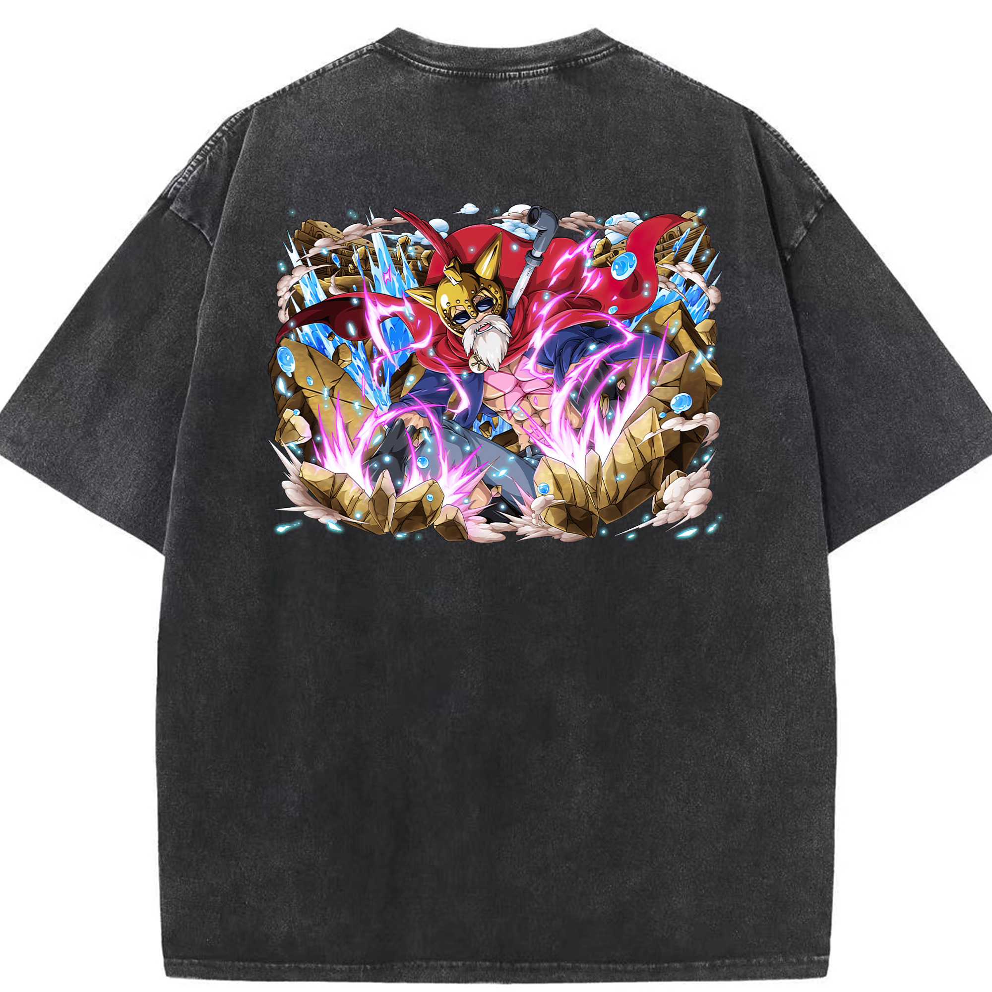 ワンピース モンキー・D・ルフィ ONE PIECE Monkey D. Luffy 綿100% ヴィンテージ風 半袖Tシャツ（背面プリント）