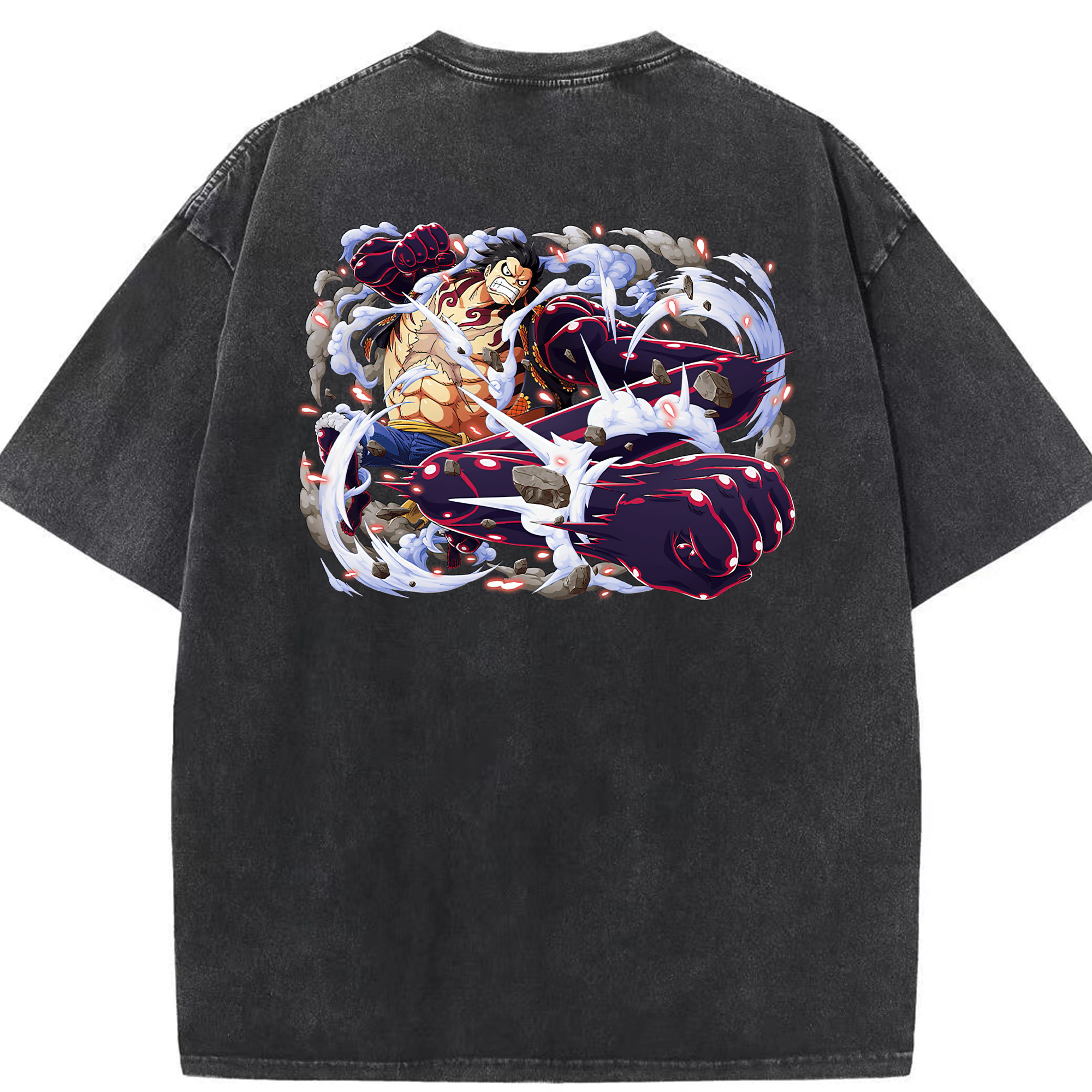 ワンピース モンキー・D・ルフィ ONE PIECE Monkey D. Luffy 綿100% ヴィンテージ風 半袖Tシャツ（背面プリント）