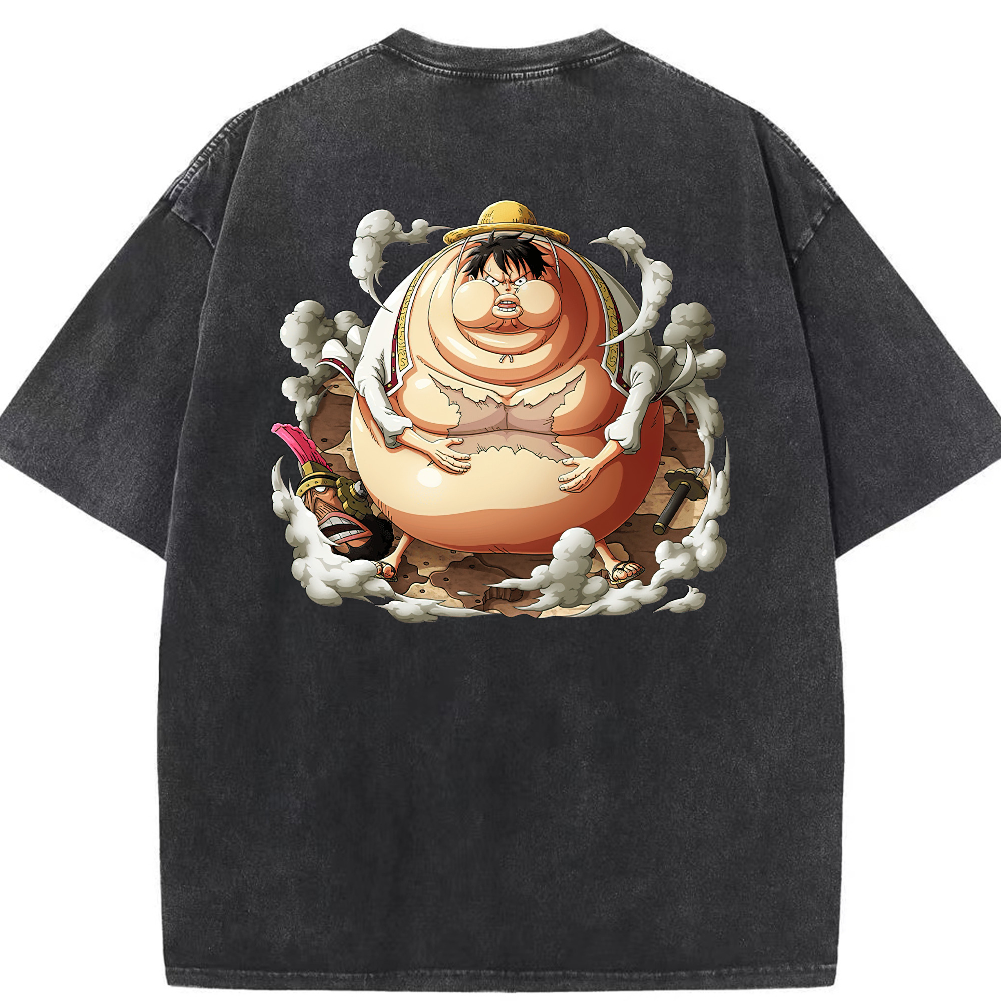 ワンピース モンキー・D・ルフィ ONE PIECE Monkey D. Luffy 綿100% ヴィンテージ風 半袖Tシャツ（背面プリント）