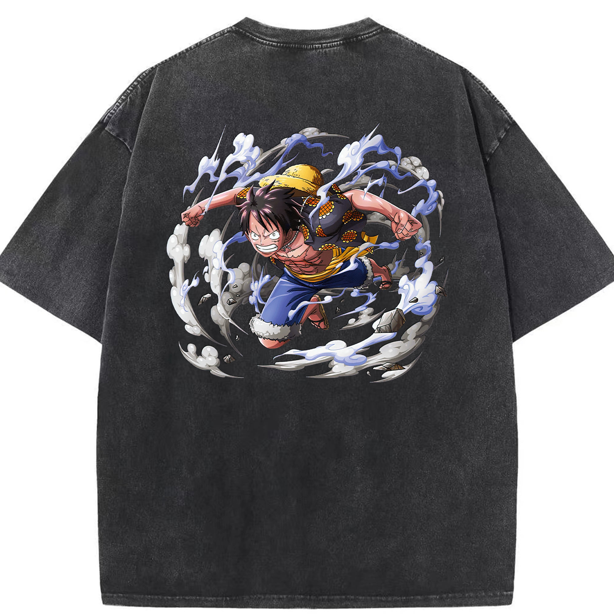 ワンピース モンキー・D・ルフィ ONE PIECE Monkey D. Luffy 綿100% ヴィンテージ風 半袖Tシャツ（背面プリント）