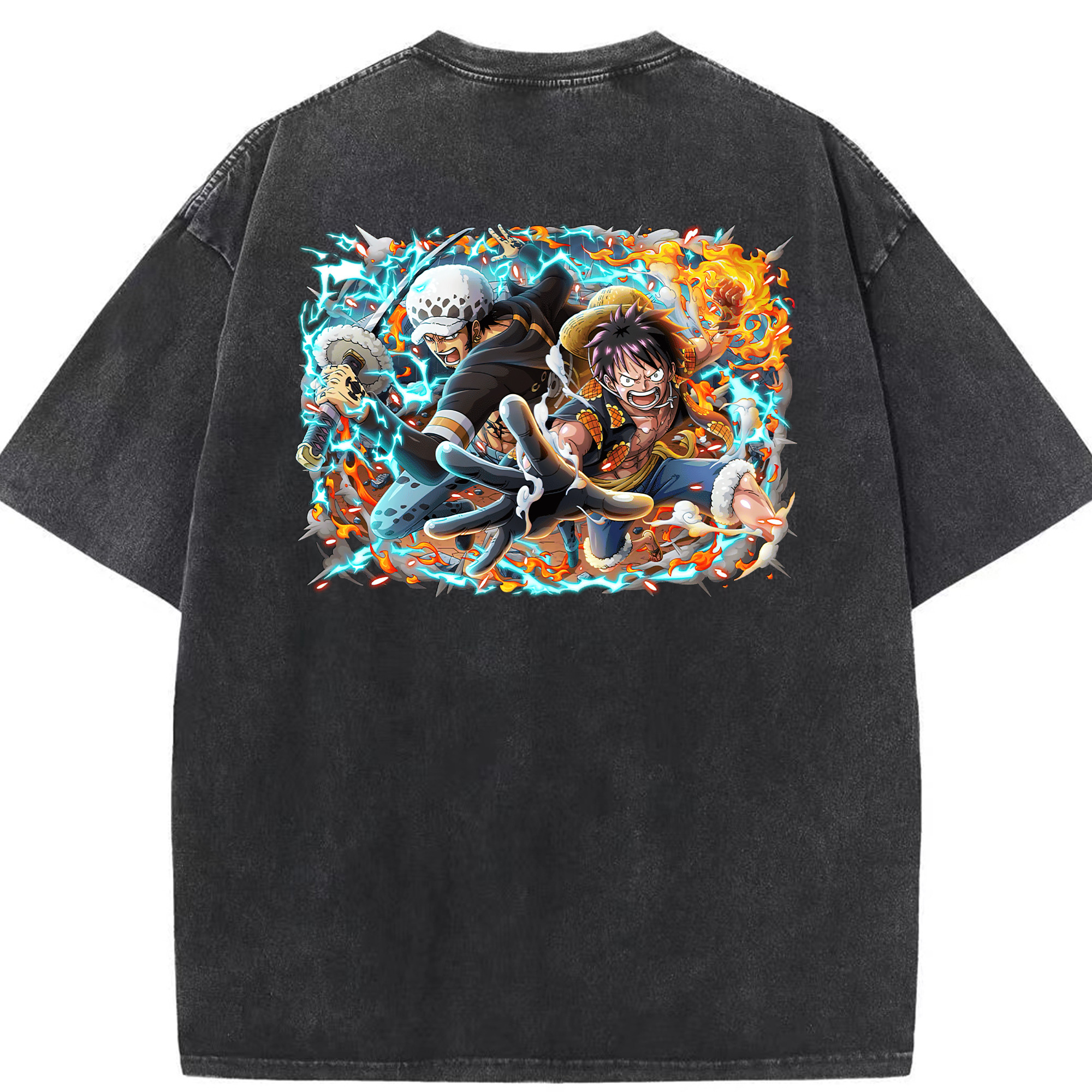 ワンピース モンキー・D・ルフィ ONE PIECE Monkey D. Luffy 綿100% ヴィンテージ風 半袖Tシャツ（背面プリント）