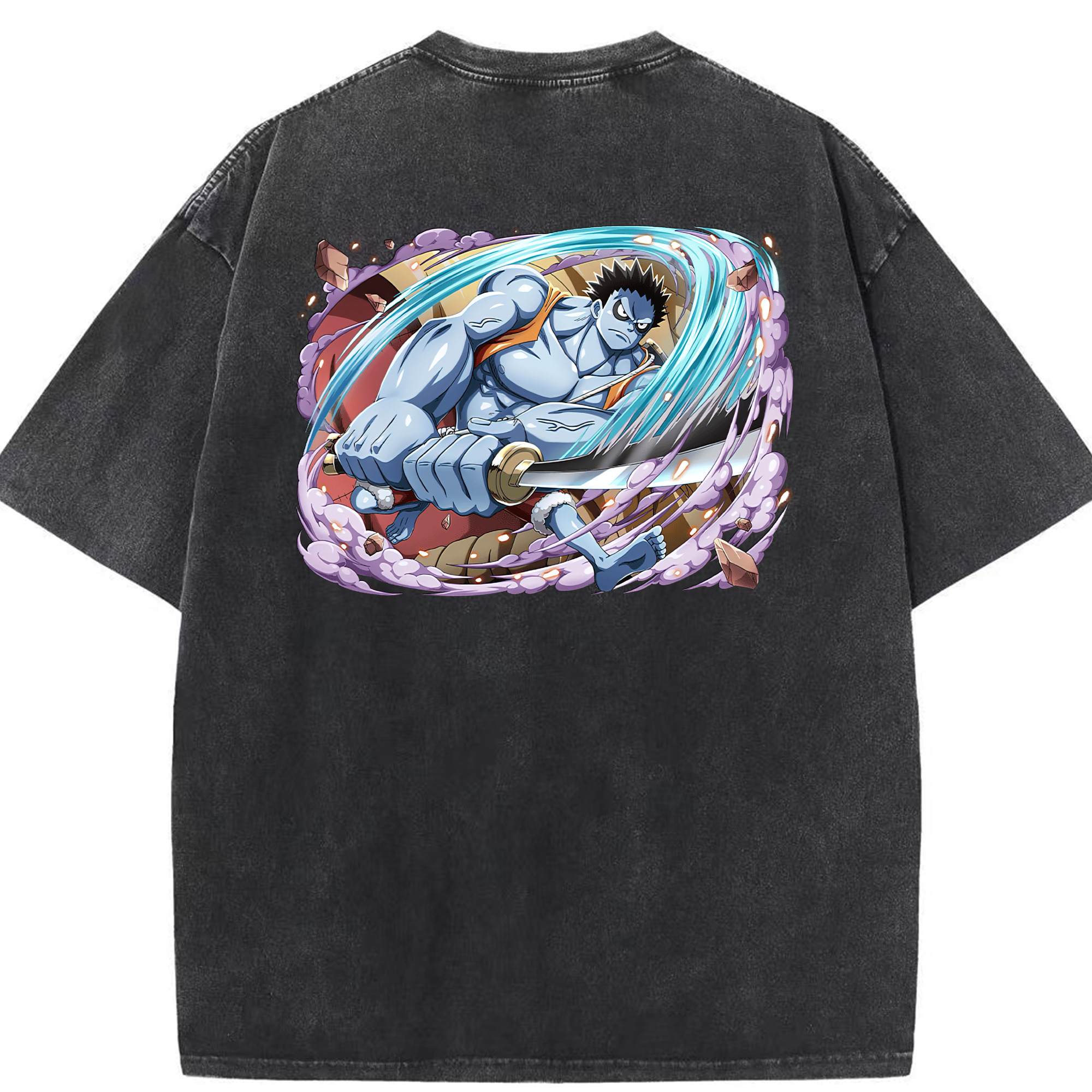 ワンピース モンキー・D・ルフィ ONE PIECE Monkey D. Luffy 綿100% ヴィンテージ風 半袖Tシャツ（背面プリント）