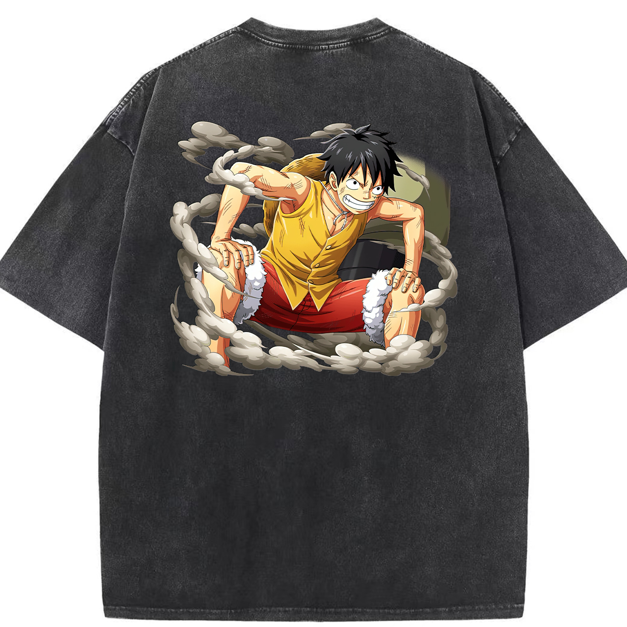 ワンピース モンキー・D・ルフィ ONE PIECE Monkey D. Luffy 綿100% ヴィンテージ風 半袖Tシャツ（背面プリント）