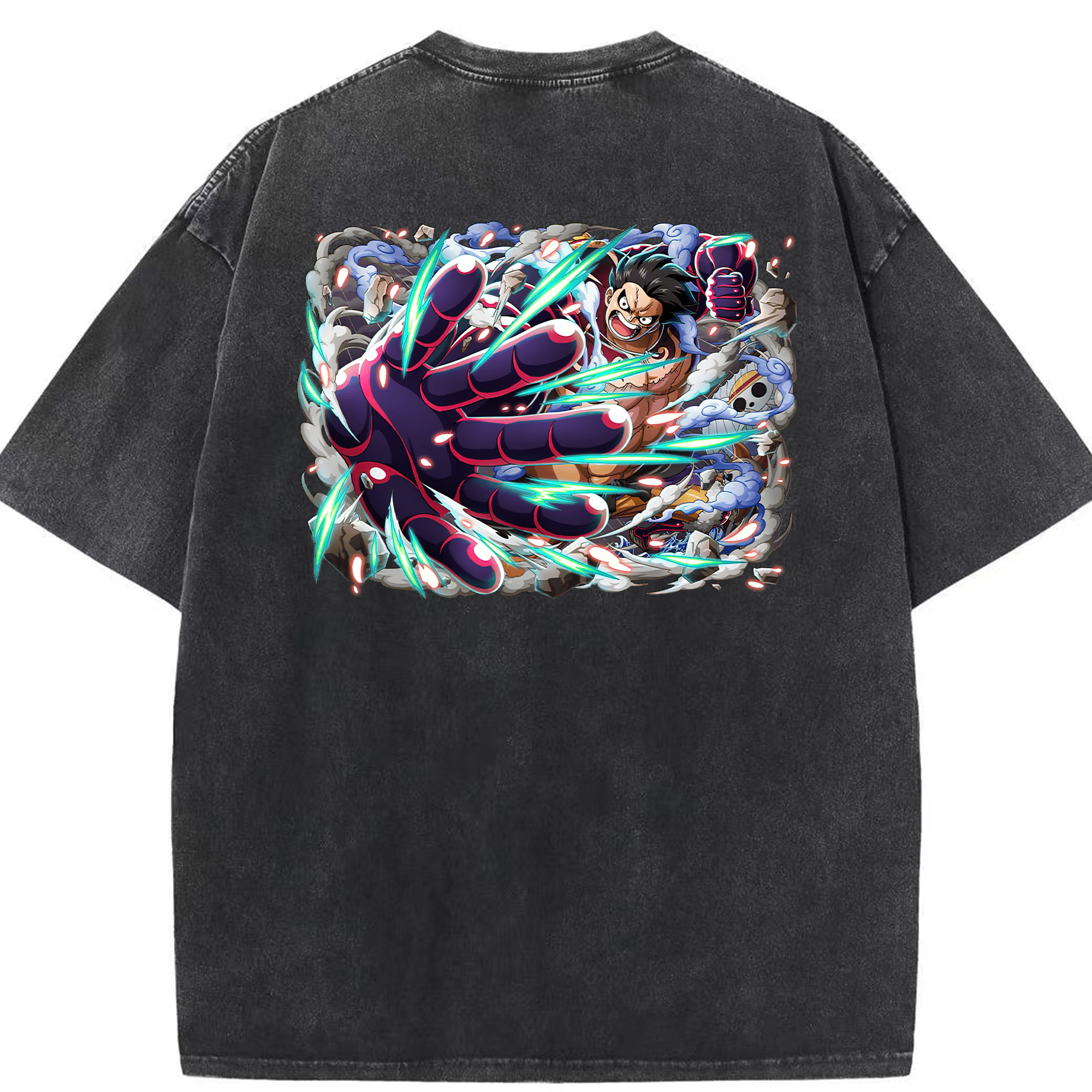 ワンピース モンキー・D・ルフィ ONE PIECE Monkey D. Luffy 綿100% ヴィンテージ風 半袖Tシャツ（背面プリント）