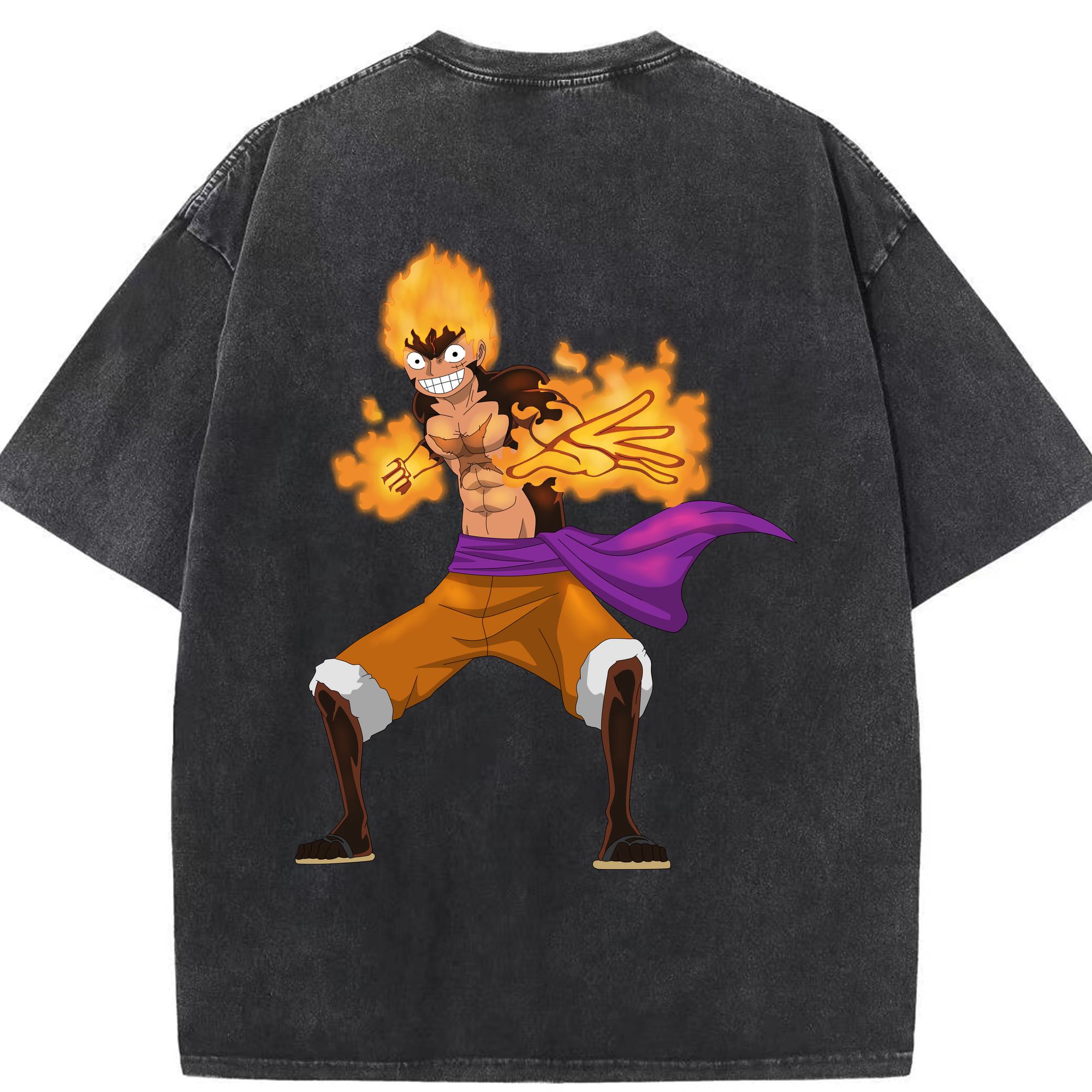 ワンピース モンキー・D・ルフィ ONE PIECE Monkey D. Luffy 綿100% ヴィンテージ風 半袖Tシャツ（背面プリント）