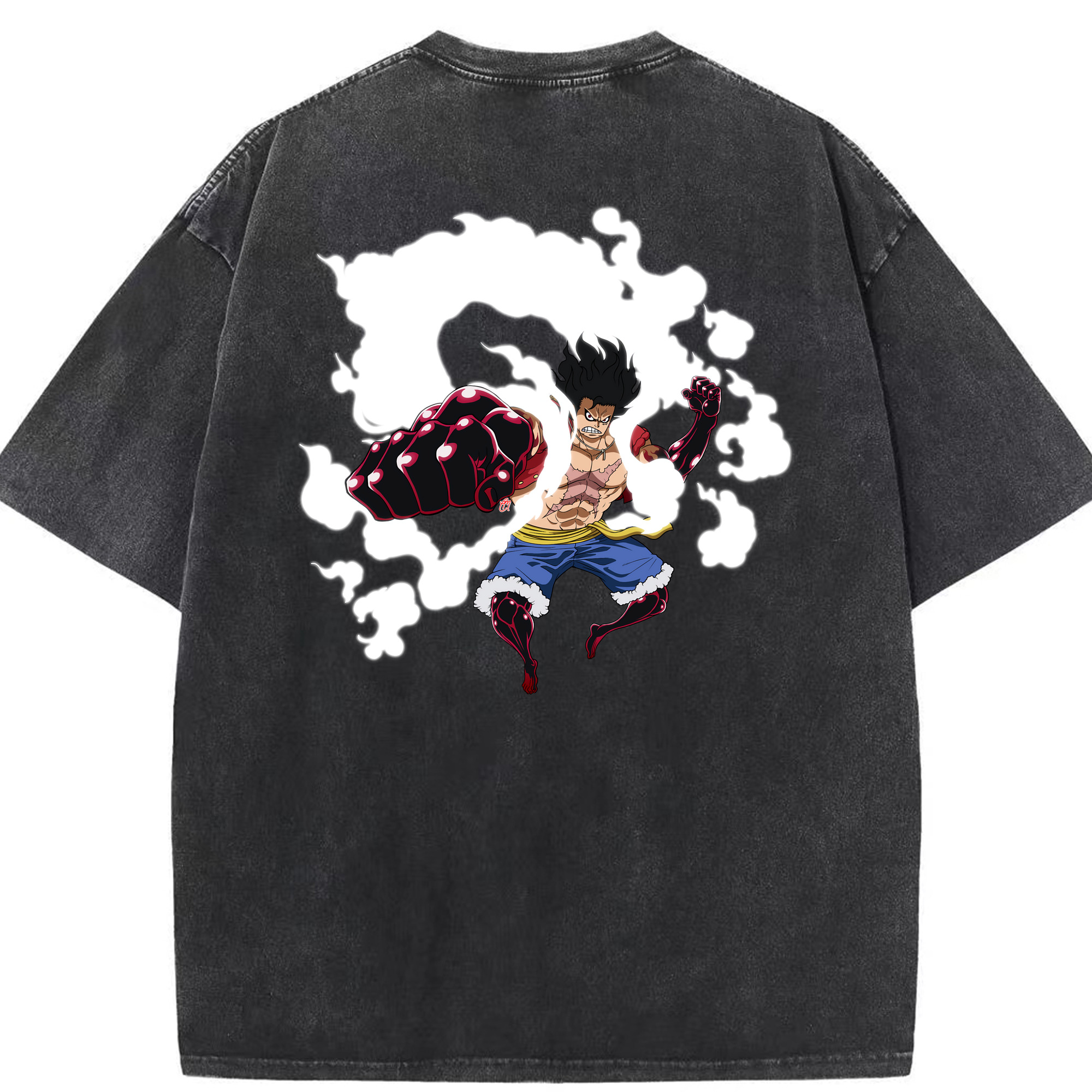 ワンピース モンキー・D・ルフィ ONE PIECE Monkey D. Luffy 綿100% ヴィンテージ風 半袖Tシャツ（背面プリント）