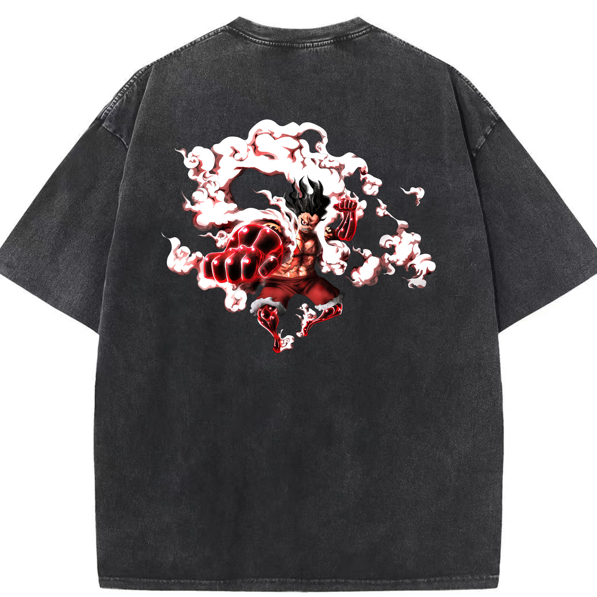 ワンピース モンキー・D・ルフィ ONE PIECE Monkey D. Luffy 綿100% ヴィンテージ風 半袖Tシャツ（背面プリント）