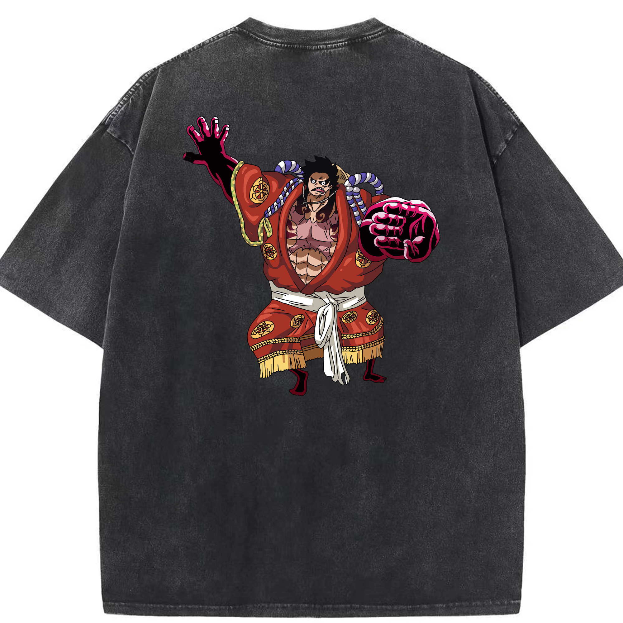 ワンピース モンキー・D・ルフィ ONE PIECE Monkey D. Luffy 綿100% ヴィンテージ風 半袖Tシャツ（背面プリント）