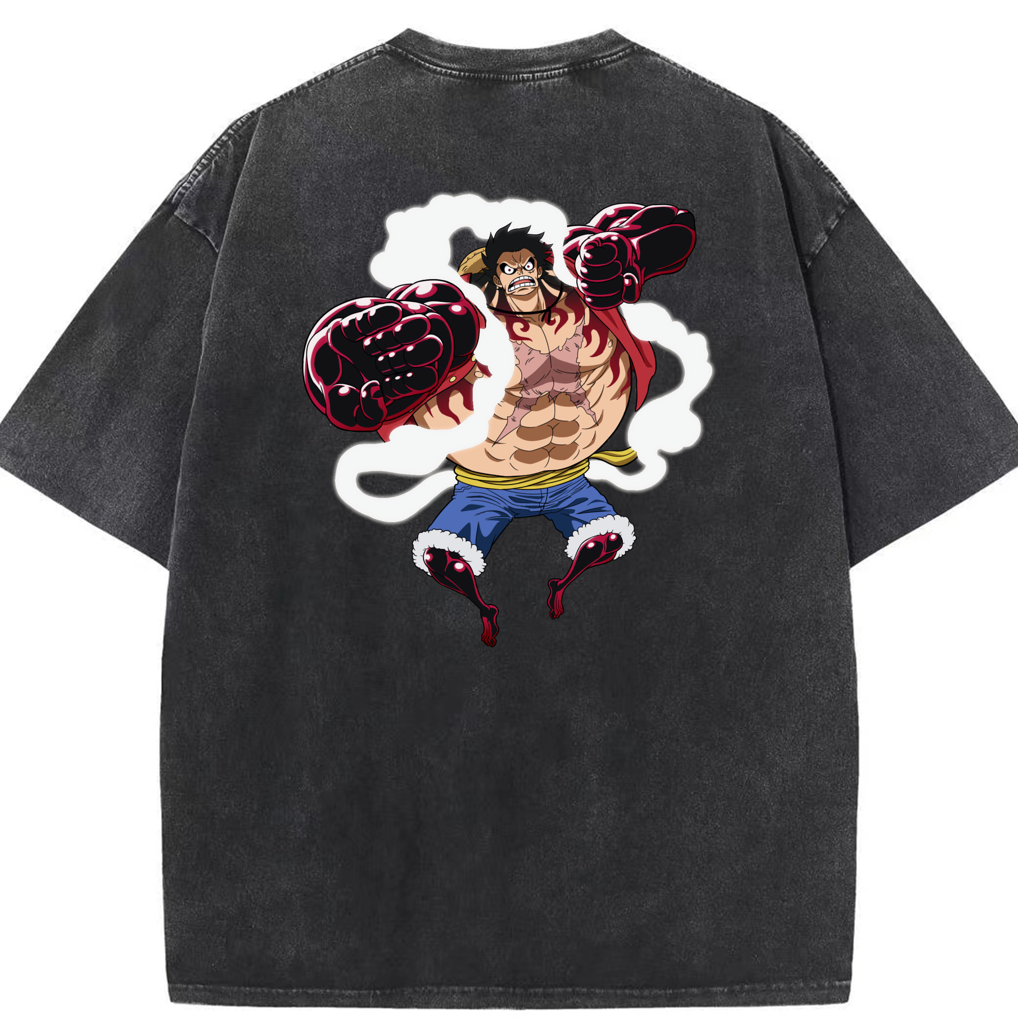ワンピース モンキー・D・ルフィ ONE PIECE Monkey D. Luffy 綿100% ヴィンテージ風 半袖Tシャツ（背面プリント）