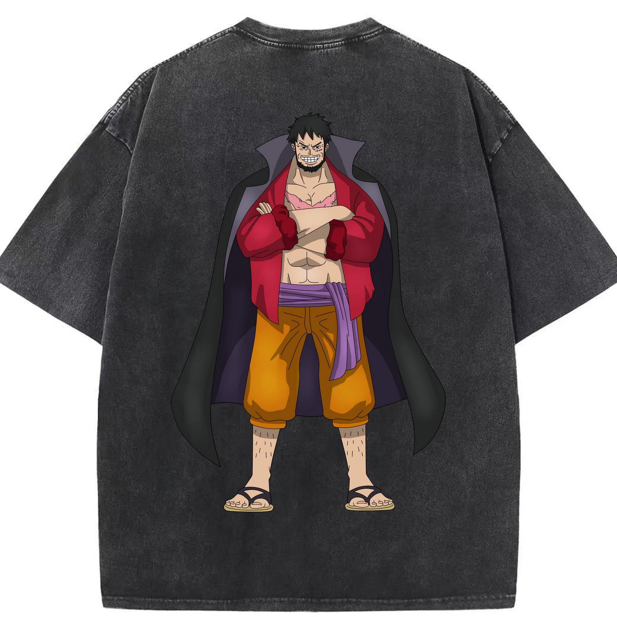 ワンピース モンキー・D・ルフィ ONE PIECE Monkey D. Luffy 綿100% ヴィンテージ風 半袖Tシャツ（背面プリント）