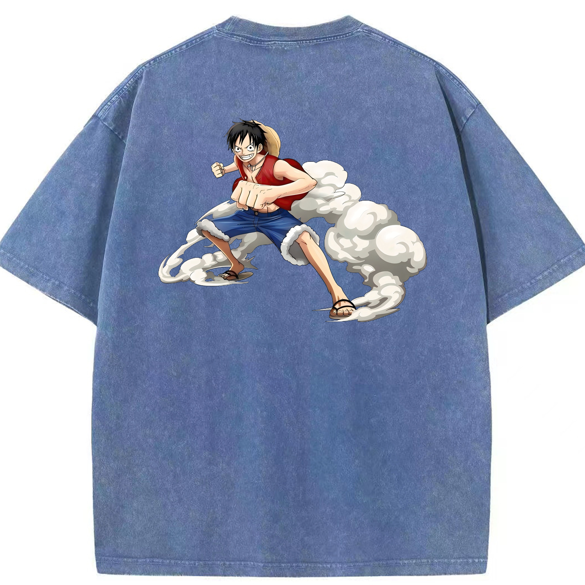 ワンピース モンキー・D・ルフィ ONE PIECE Monkey D. Luffy 綿100% ヴィンテージ風 半袖Tシャツ（背面プリント）