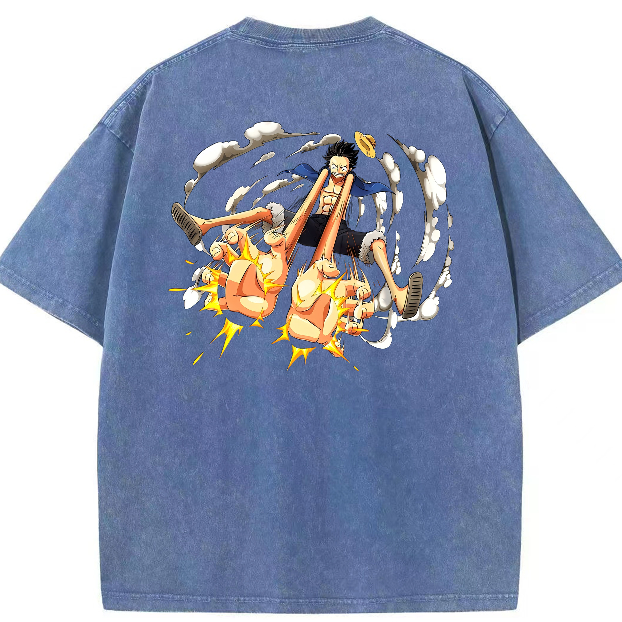 ワンピース モンキー・D・ルフィ ONE PIECE Monkey D. Luffy 綿100% ヴィンテージ風 半袖Tシャツ（背面プリント）