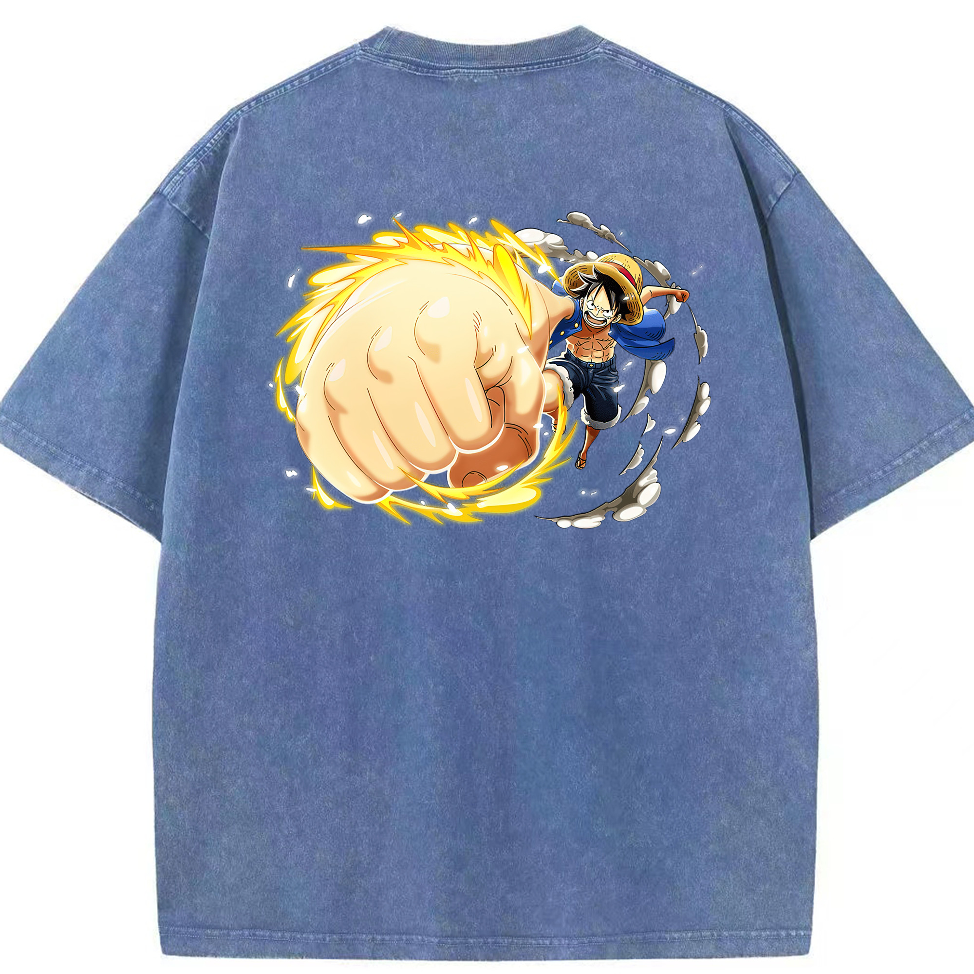 ワンピース モンキー・D・ルフィ ONE PIECE Monkey D. Luffy 綿100% ヴィンテージ風 半袖Tシャツ（背面プリント）