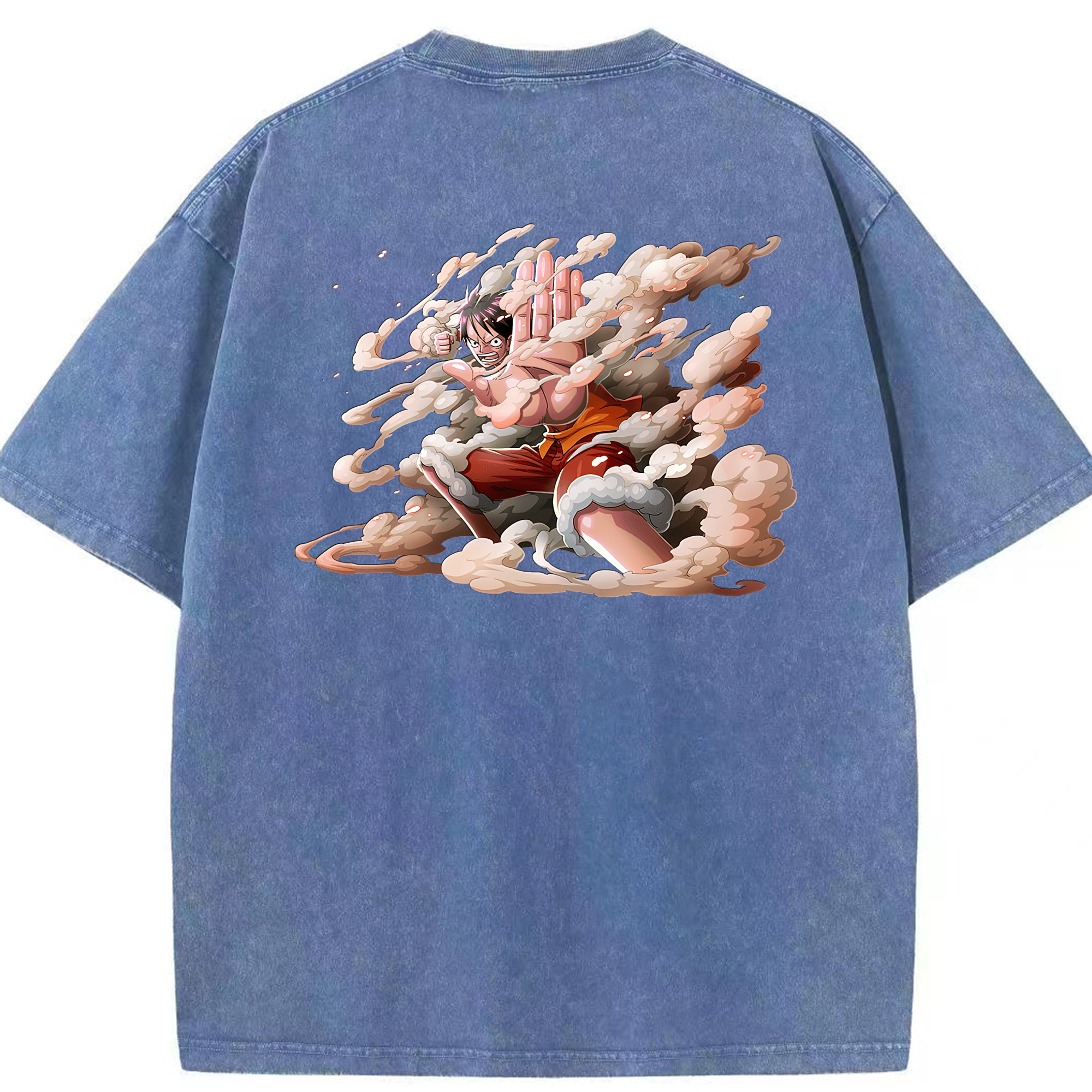 ワンピース モンキー・D・ルフィ ONE PIECE Monkey D. Luffy 綿100% ヴィンテージ風 半袖Tシャツ（背面プリント）
