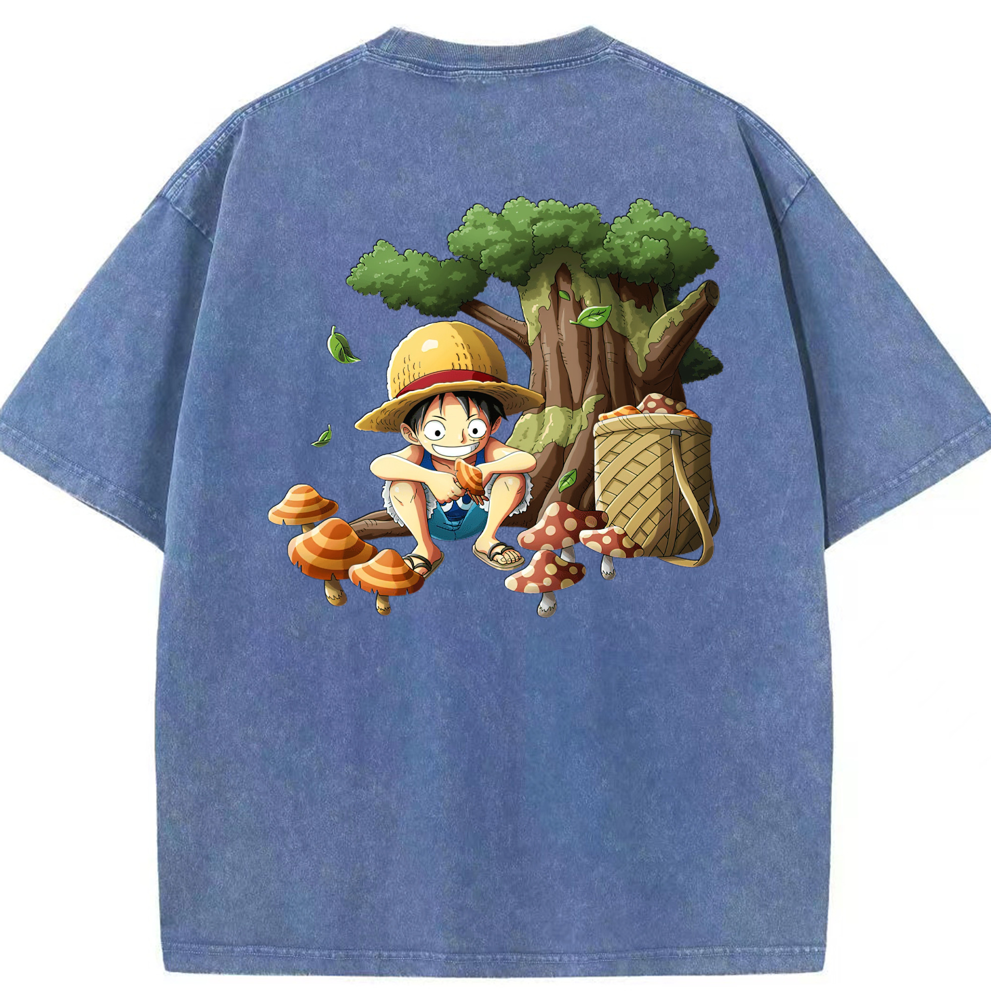ワンピース モンキー・D・ルフィ ONE PIECE Monkey D. Luffy 綿100% ヴィンテージ風 半袖Tシャツ（背面プリント）