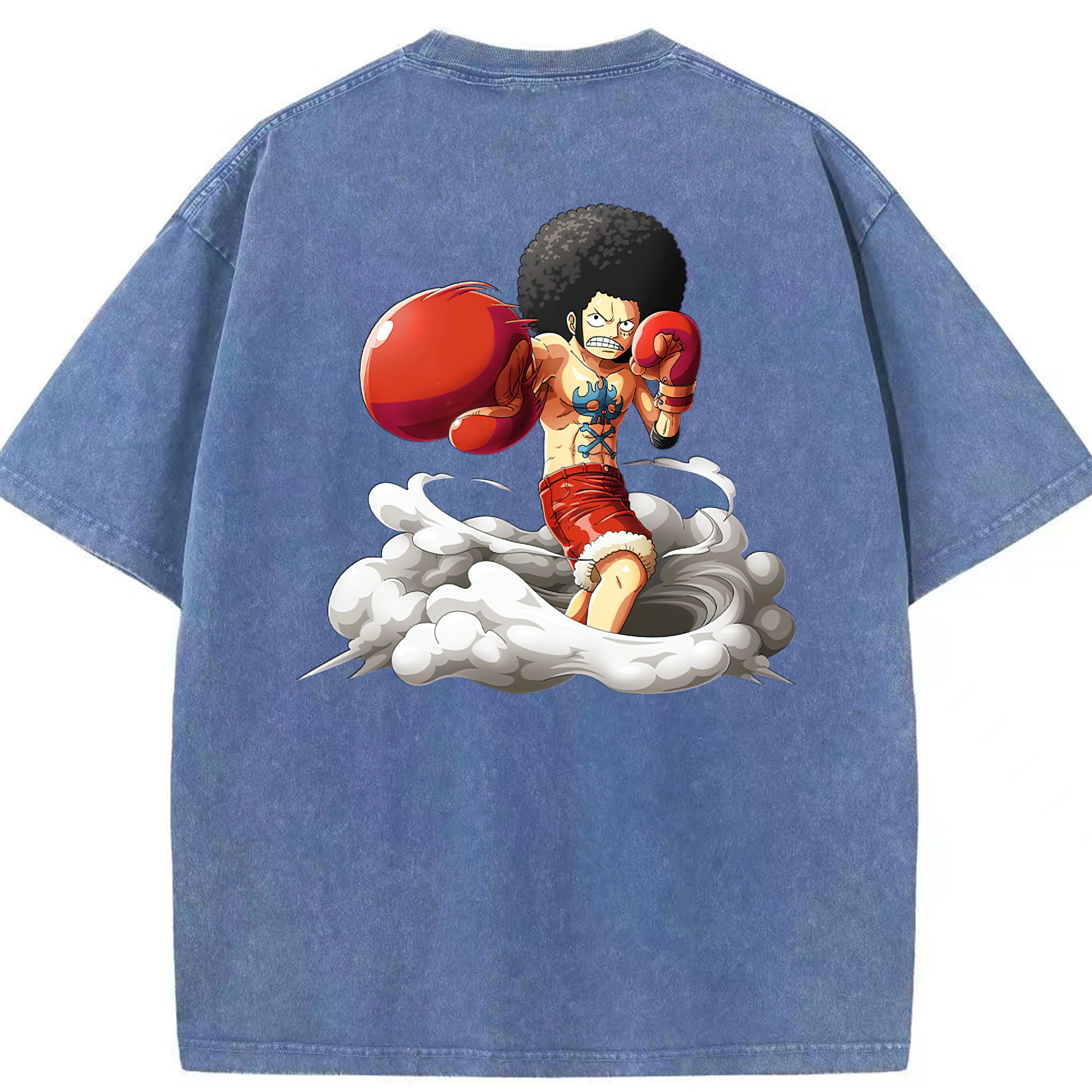 ワンピース モンキー・D・ルフィ ONE PIECE Monkey D. Luffy 綿100% ヴィンテージ風 半袖Tシャツ（背面プリント）