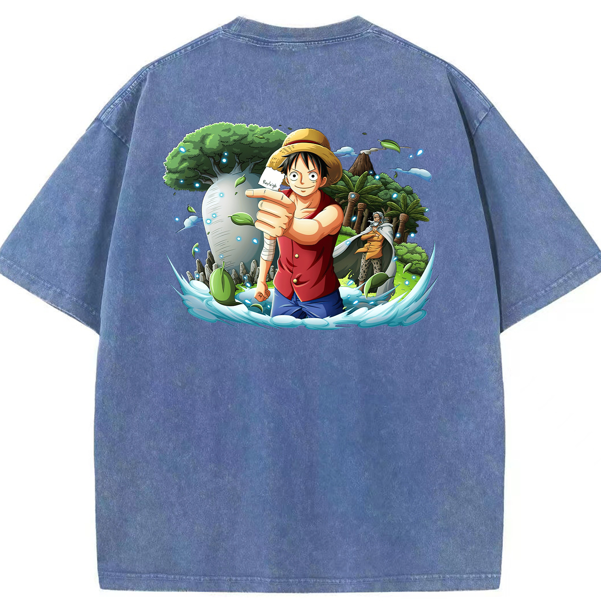 ワンピース モンキー・D・ルフィ ONE PIECE Monkey D. Luffy 綿100% ヴィンテージ風 半袖Tシャツ（背面プリント）
