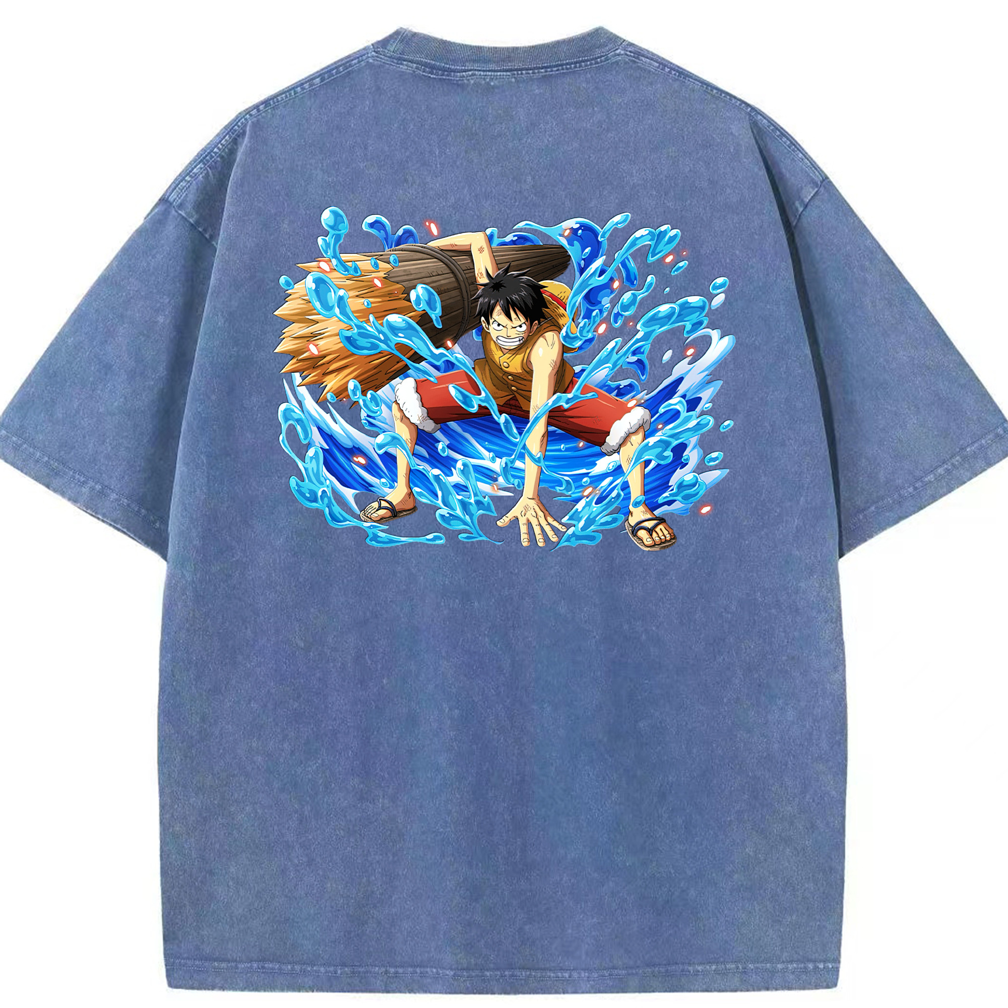 ワンピース モンキー・D・ルフィ ONE PIECE Monkey D. Luffy 綿100% ヴィンテージ風 半袖Tシャツ（背面プリント）