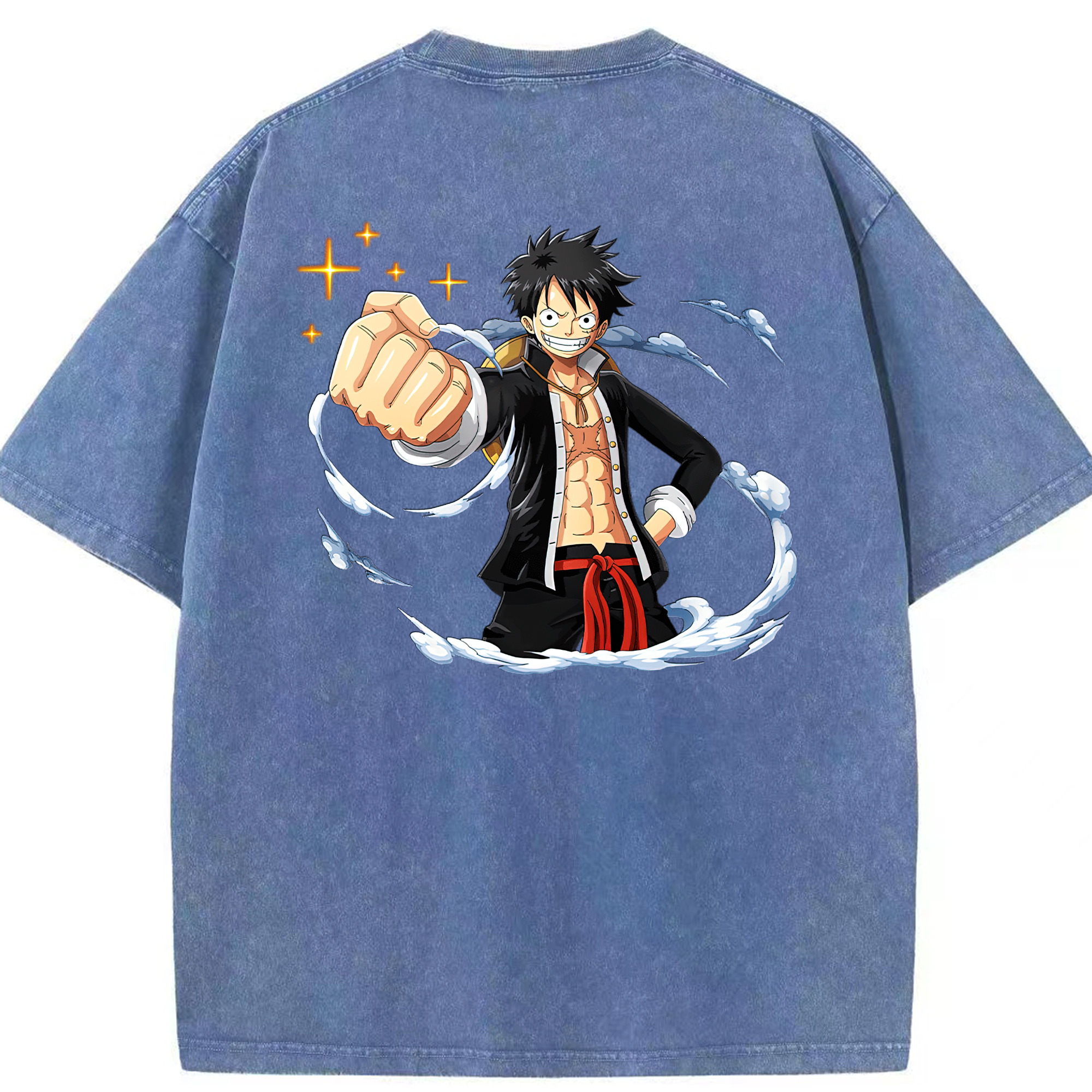 ワンピース モンキー・D・ルフィ ONE PIECE Monkey D. Luffy 綿100% ヴィンテージ風 半袖Tシャツ（背面プリント）