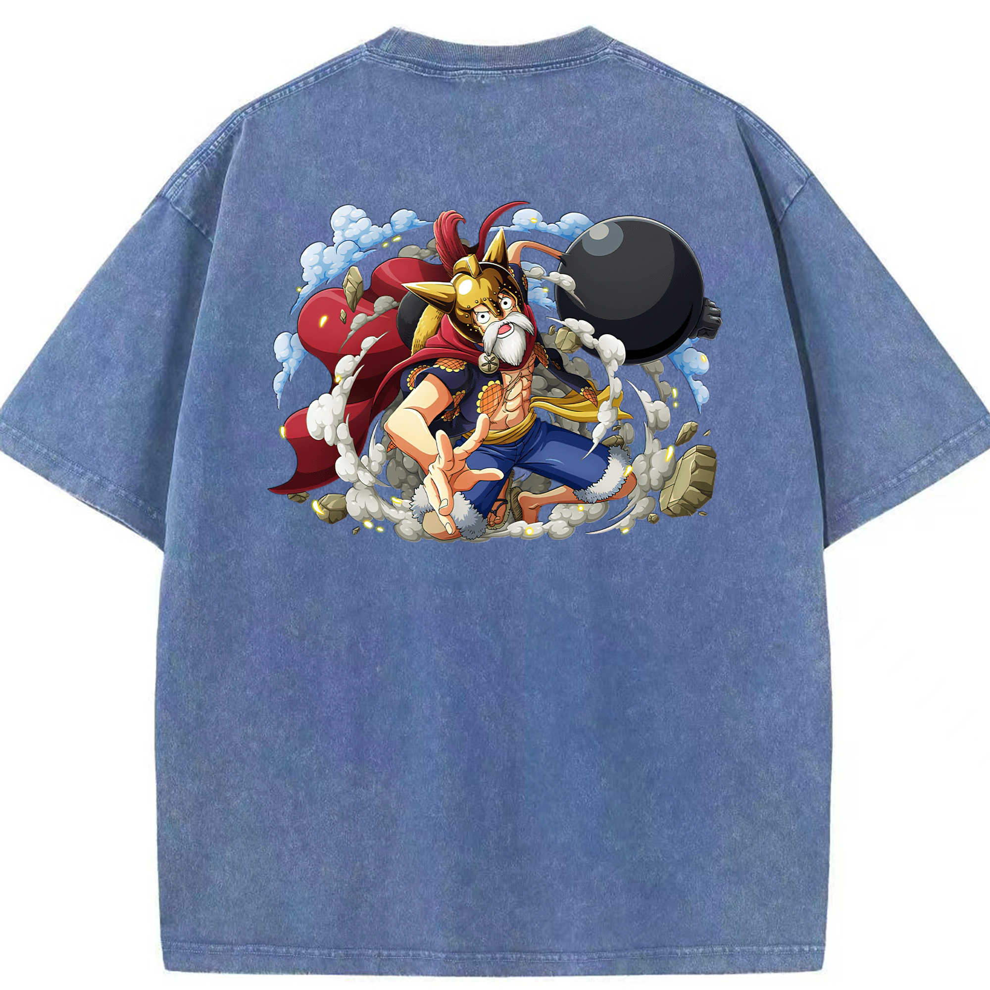 ワンピース モンキー・D・ルフィ ONE PIECE Monkey D. Luffy 綿100% ヴィンテージ風 半袖Tシャツ（背面プリント）