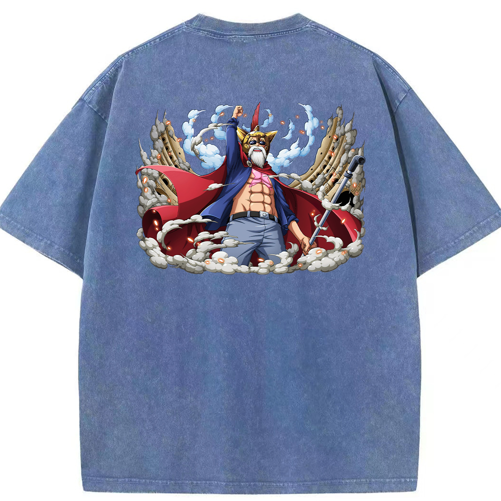 ワンピース モンキー・D・ルフィ ONE PIECE Monkey D. Luffy 綿100% ヴィンテージ風 半袖Tシャツ（背面プリント）