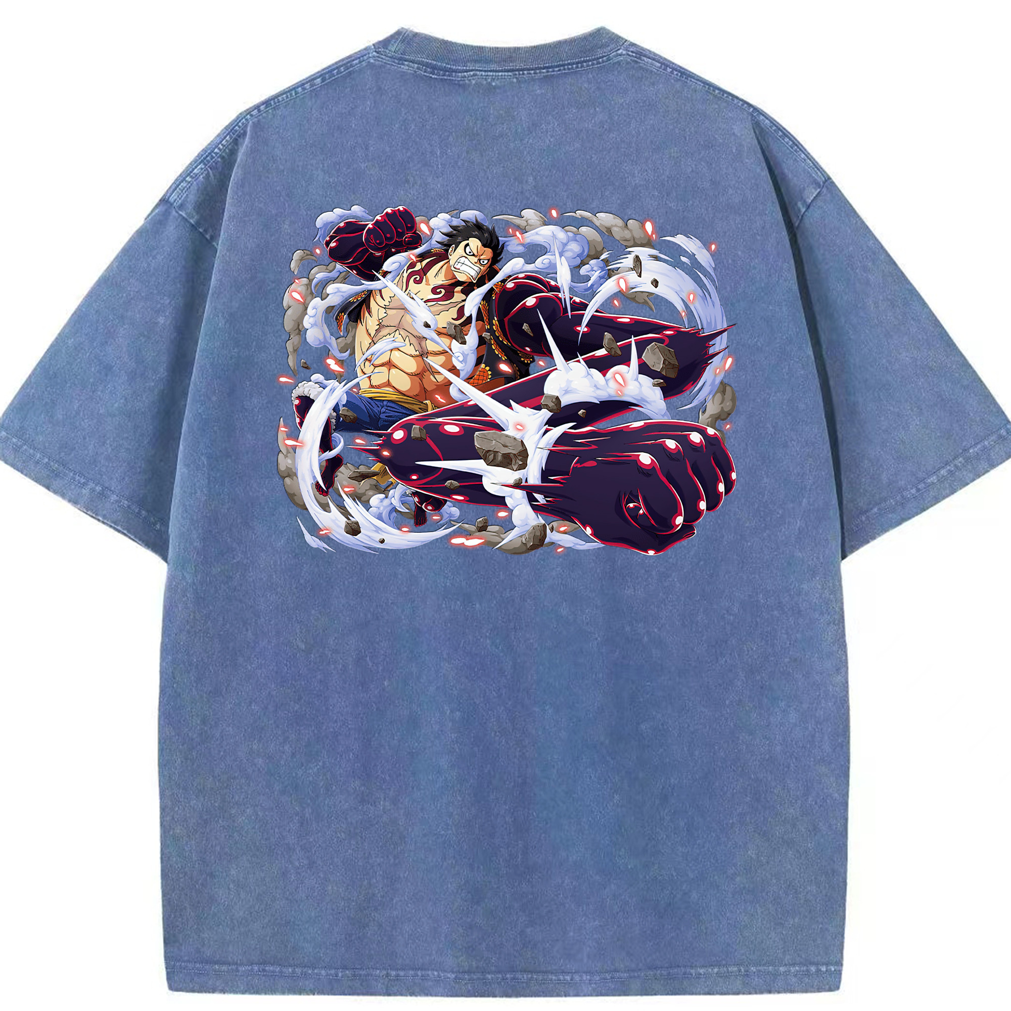 ワンピース モンキー・D・ルフィ ONE PIECE Monkey D. Luffy 綿100% ヴィンテージ風 半袖Tシャツ（背面プリント）