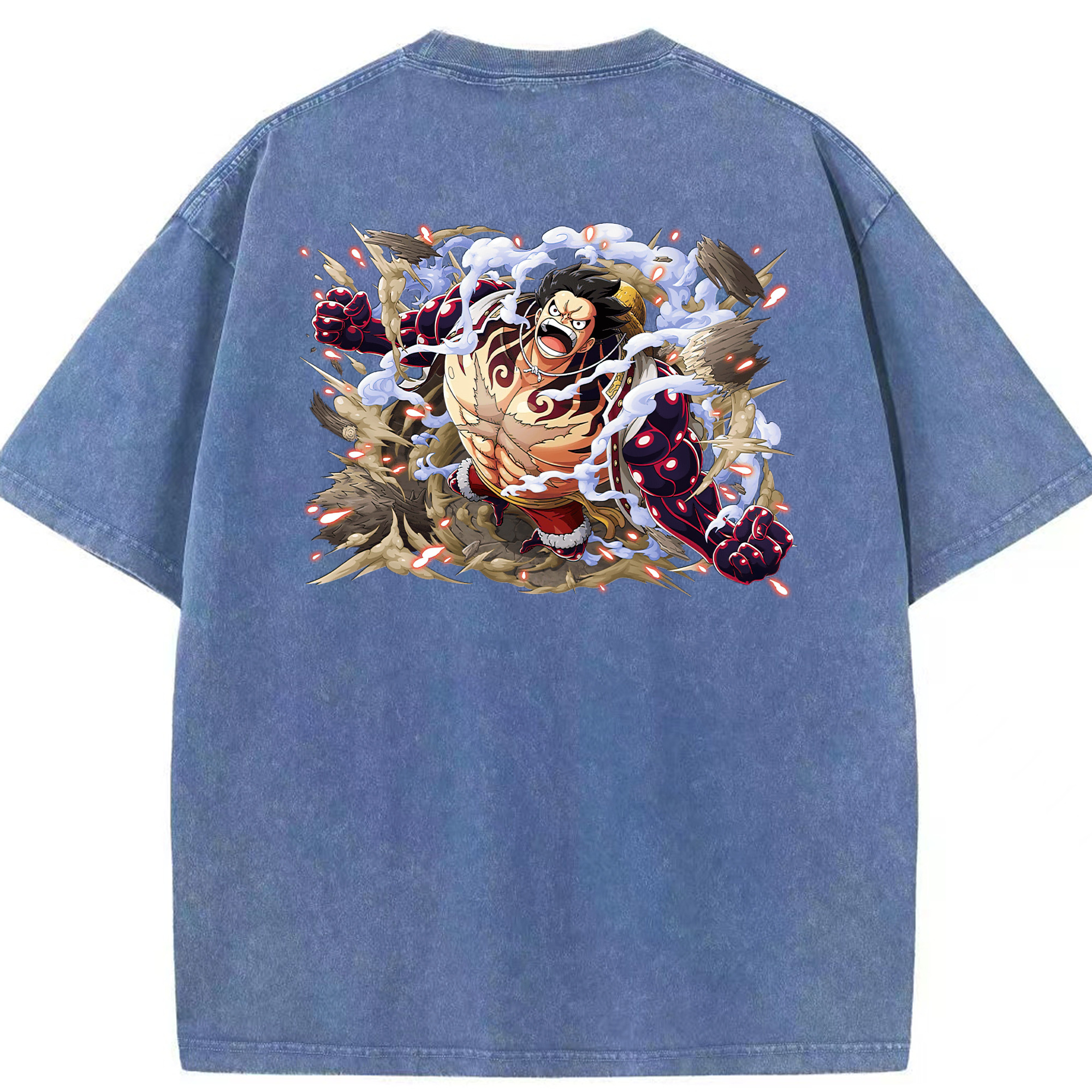 ワンピース モンキー・D・ルフィ ONE PIECE Monkey D. Luffy 綿100% ヴィンテージ風 半袖Tシャツ（背面プリント）