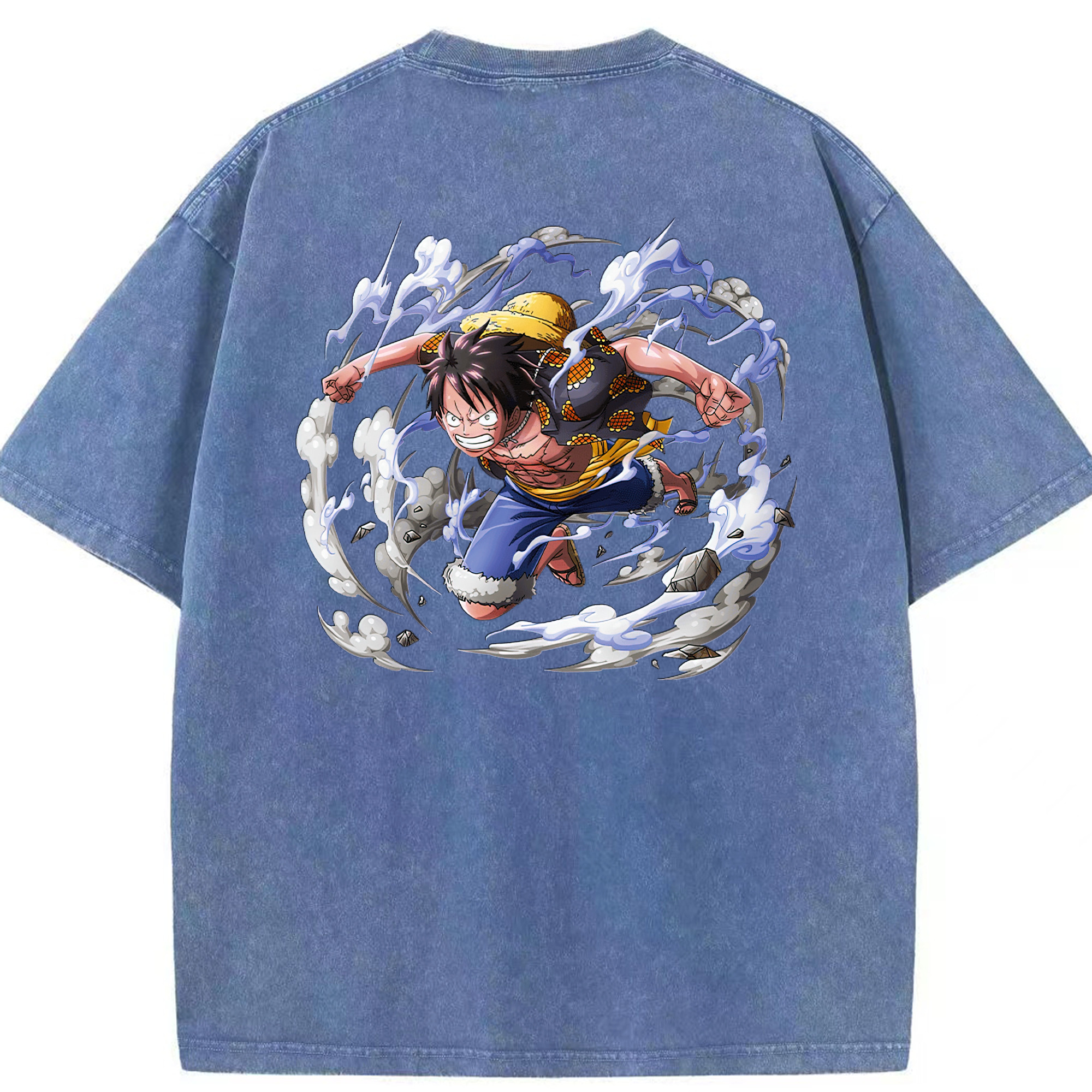 ワンピース モンキー・D・ルフィ ONE PIECE Monkey D. Luffy 綿100% ヴィンテージ風 半袖Tシャツ（背面プリント）