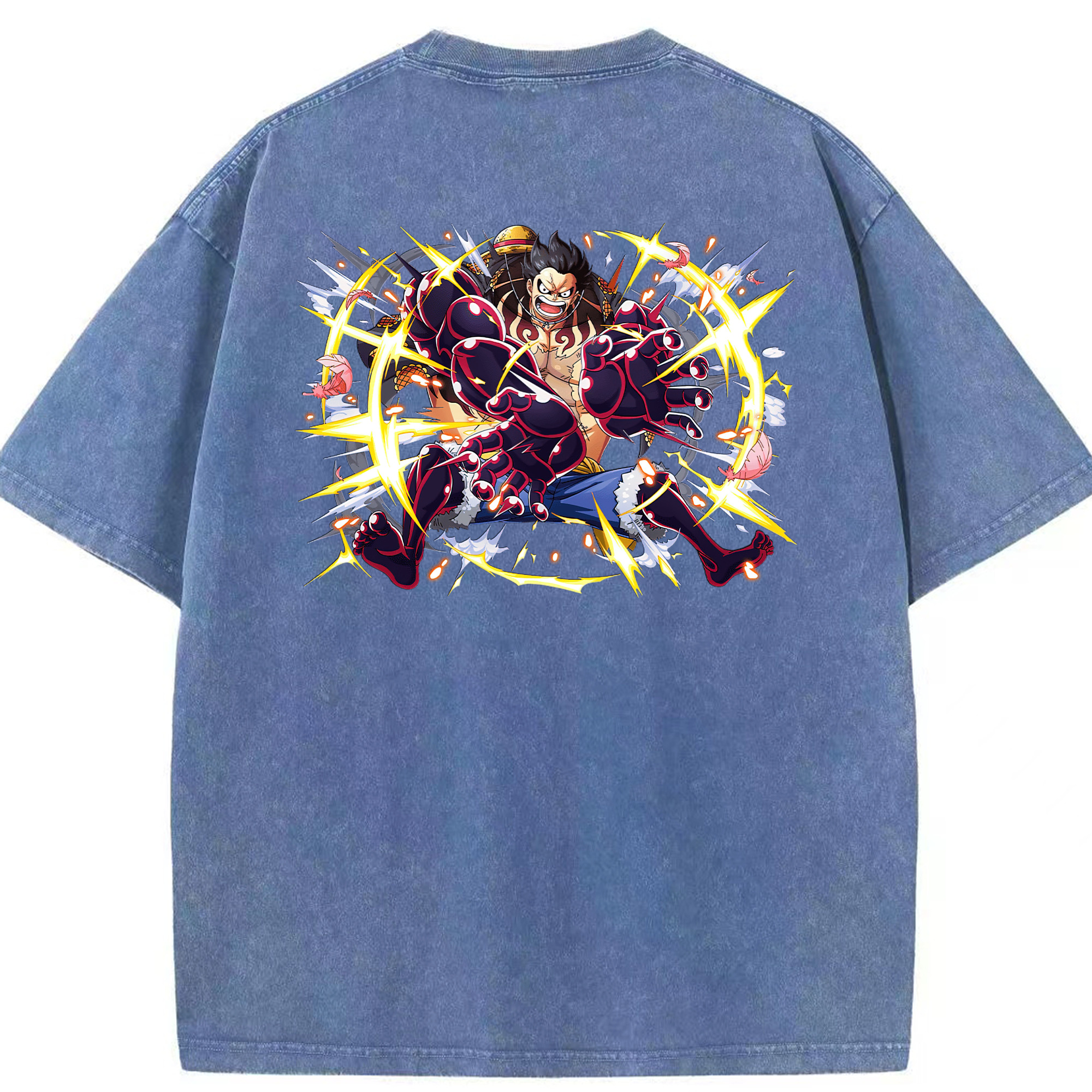 ワンピース モンキー・D・ルフィ ONE PIECE Monkey D. Luffy 綿100% ヴィンテージ風 半袖Tシャツ（背面プリント）