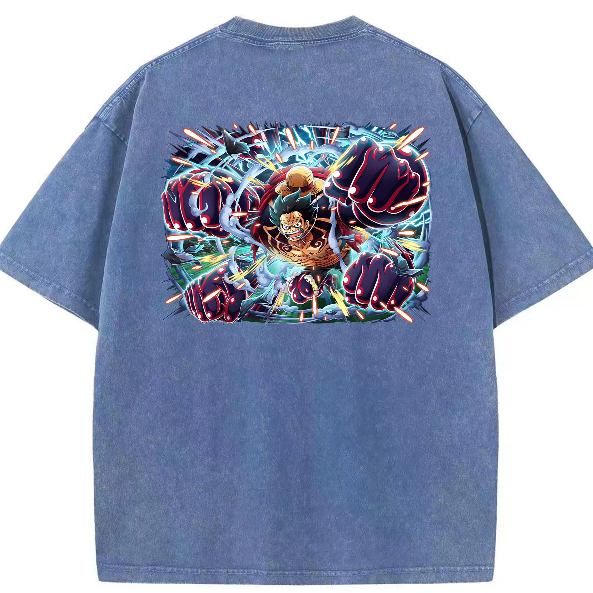 ワンピース モンキー・D・ルフィ ONE PIECE Monkey D. Luffy 綿100% ヴィンテージ風 半袖Tシャツ（背面プリント）