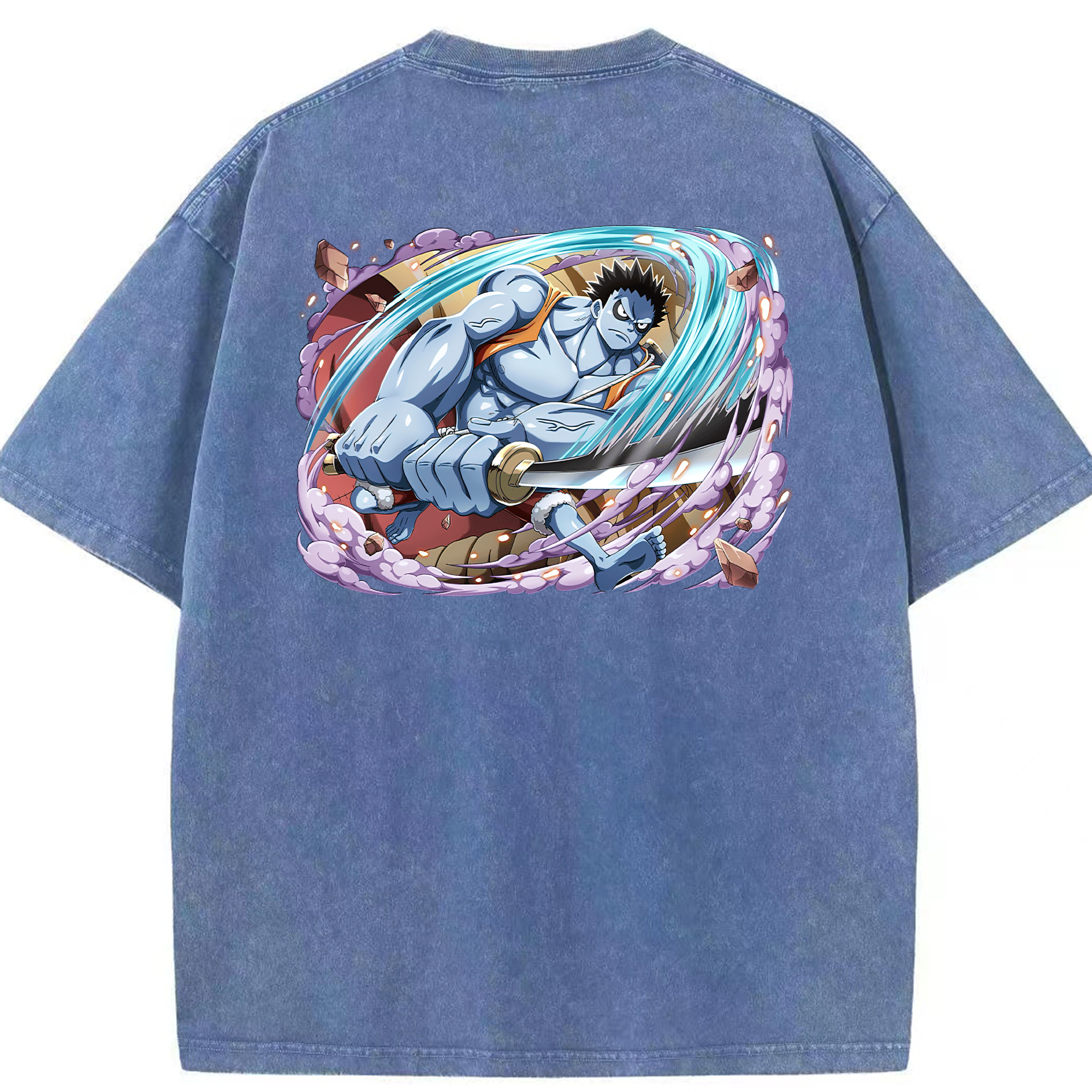 ワンピース モンキー・D・ルフィ ONE PIECE Monkey D. Luffy 綿100% ヴィンテージ風 半袖Tシャツ（背面プリント）
