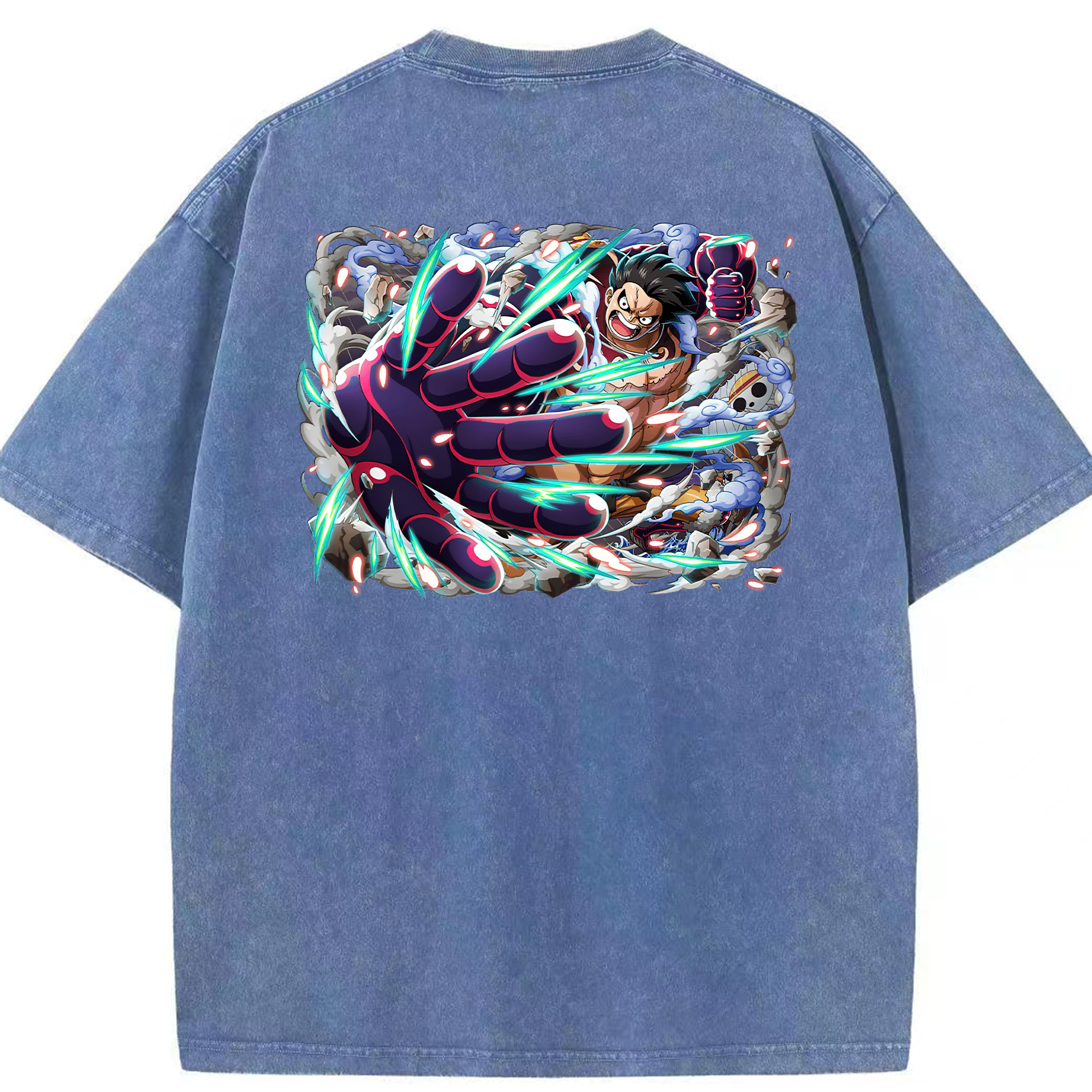 ワンピース モンキー・D・ルフィ ONE PIECE Monkey D. Luffy 綿100% ヴィンテージ風 半袖Tシャツ（背面プリント）