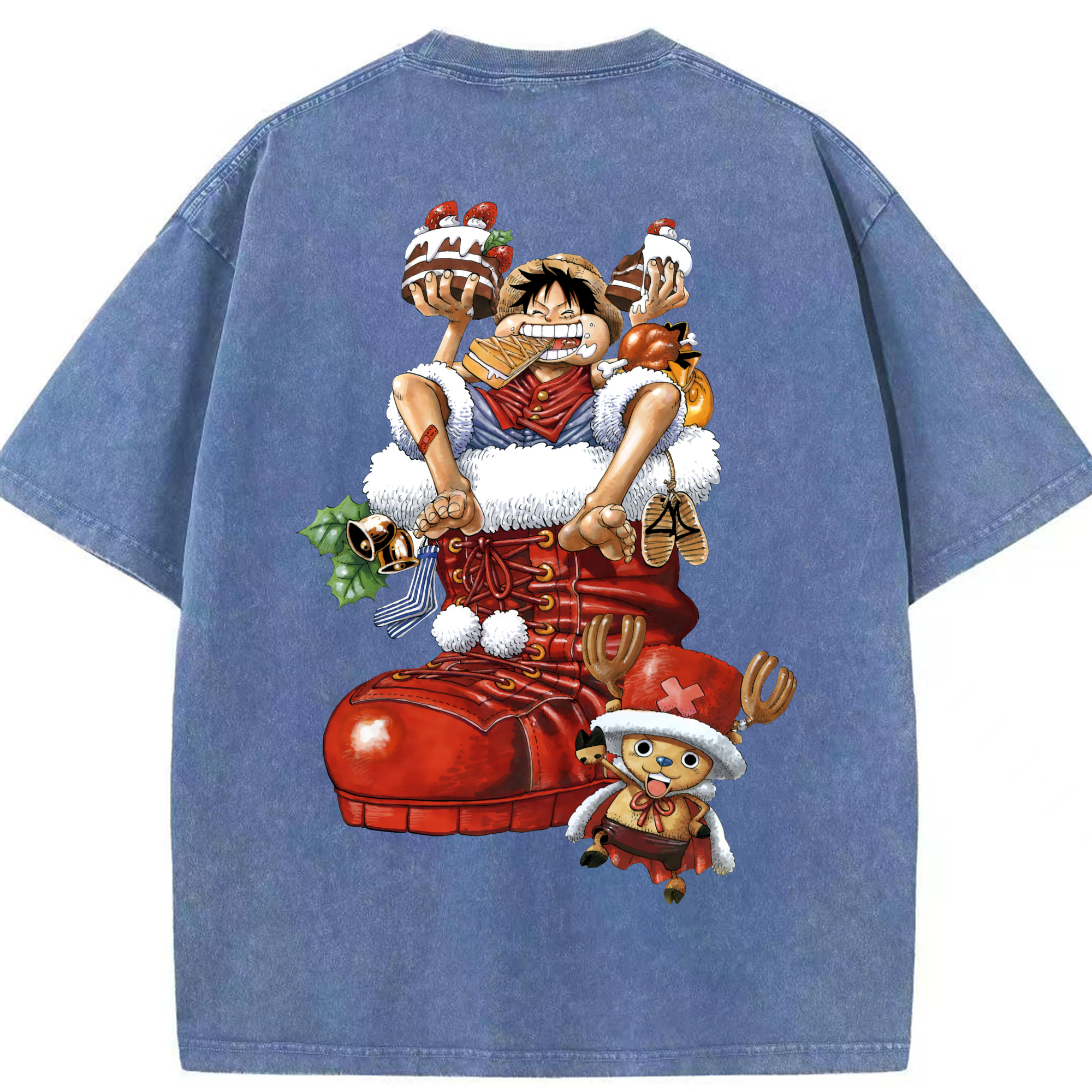 ワンピース モンキー・D・ルフィ ONE PIECE Monkey D. Luffy 綿100% ヴィンテージ風 半袖Tシャツ（背面プリント）