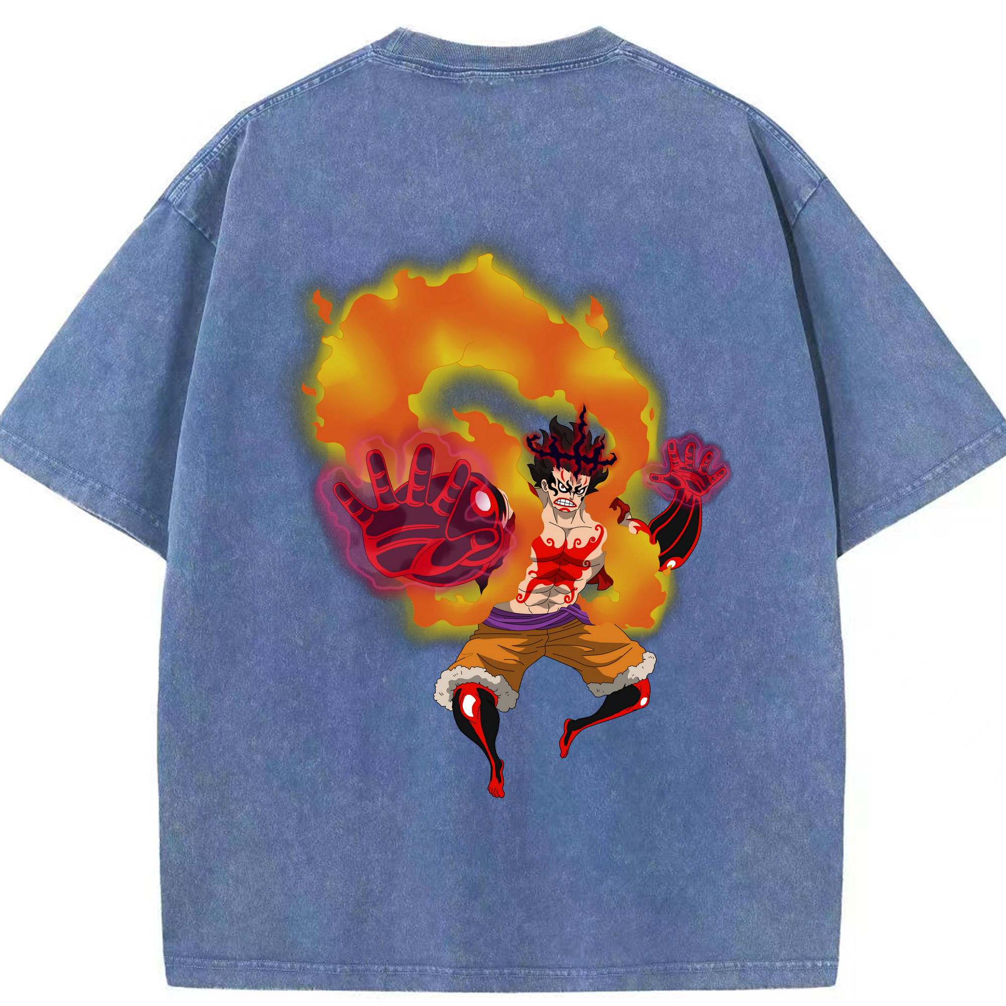 ワンピース モンキー・D・ルフィ ONE PIECE Monkey D. Luffy 綿100% ヴィンテージ風 半袖Tシャツ（背面プリント）