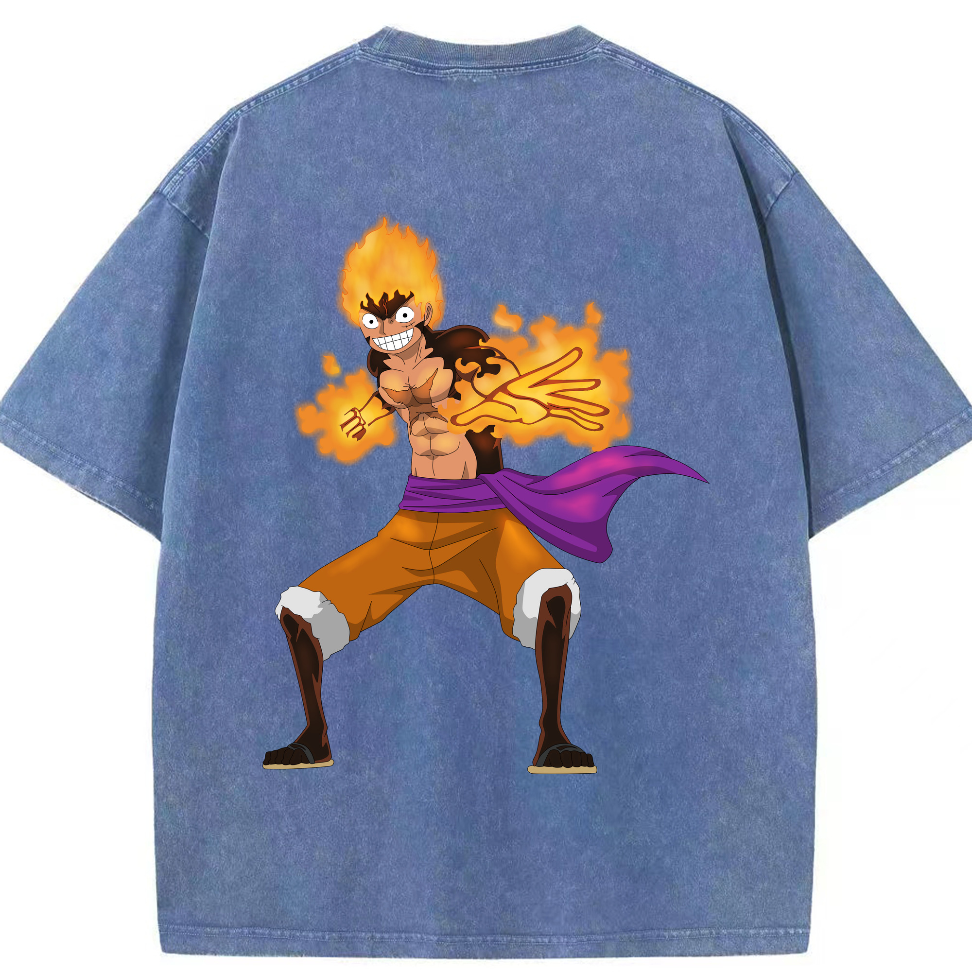 ワンピース モンキー・D・ルフィ ONE PIECE Monkey D. Luffy 綿100% ヴィンテージ風 半袖Tシャツ（背面プリント）
