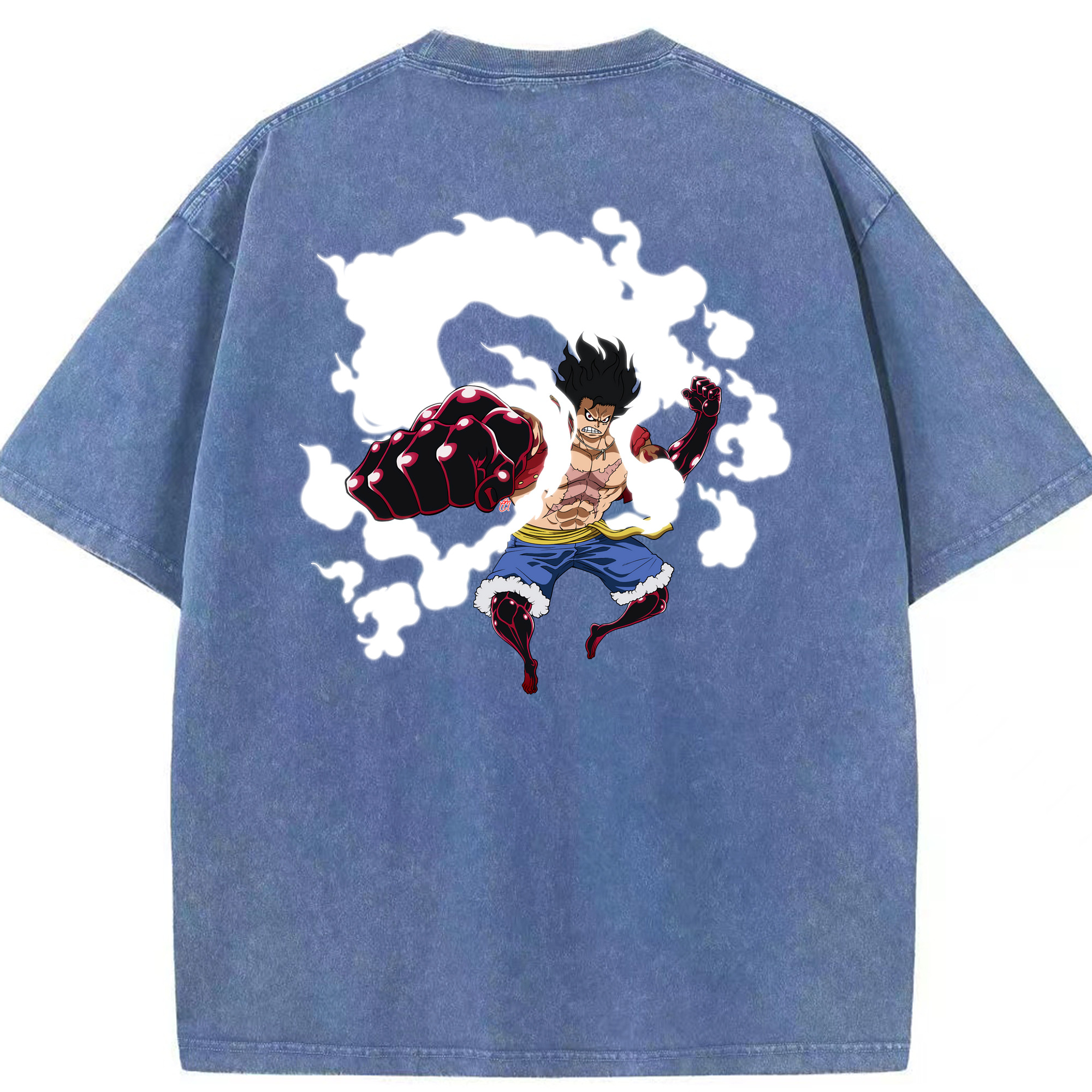 ワンピース モンキー・D・ルフィ ONE PIECE Monkey D. Luffy 綿100% ヴィンテージ風 半袖Tシャツ（背面プリント）